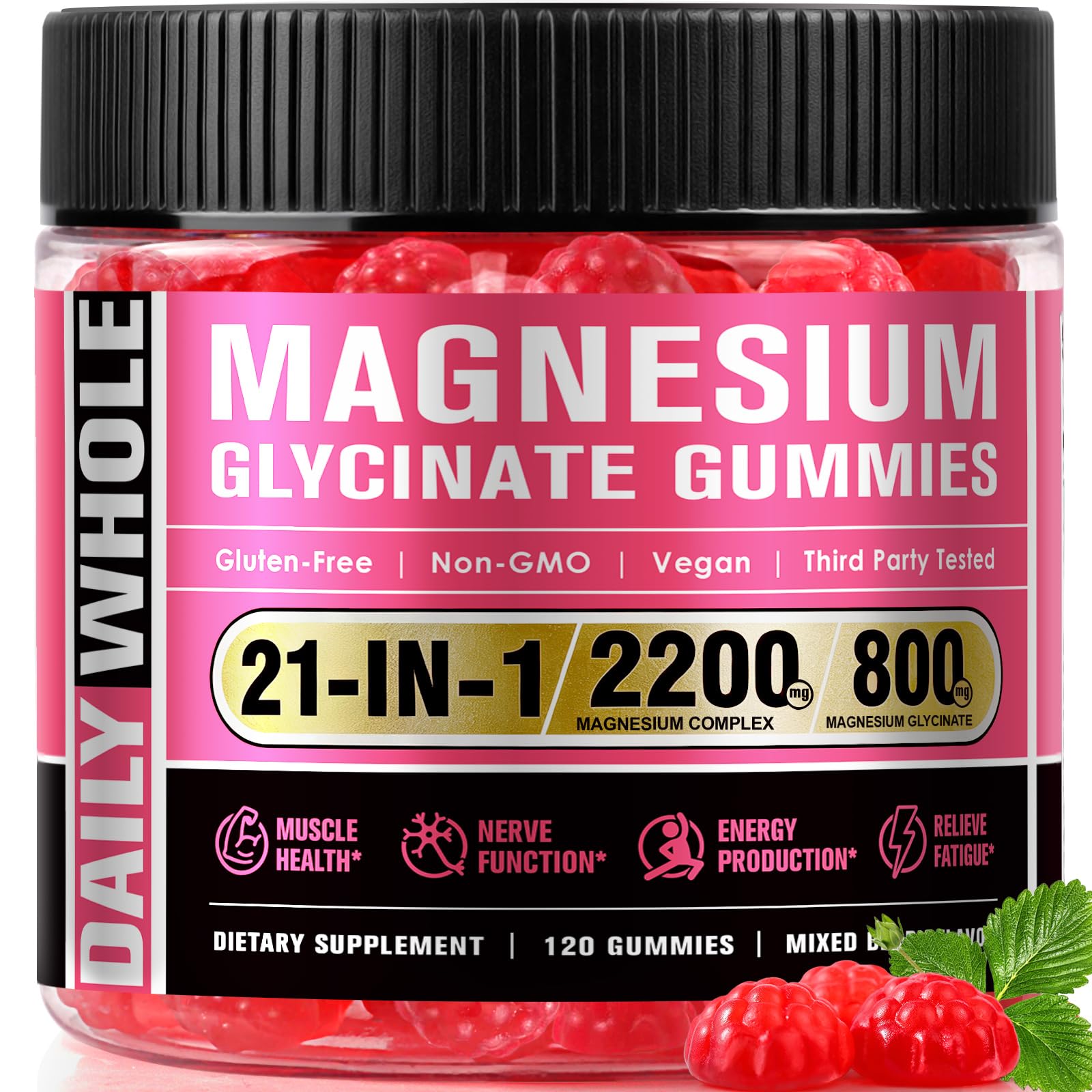 DailyWhole magnésium glycinate bonbons emballage, pratique et portable.