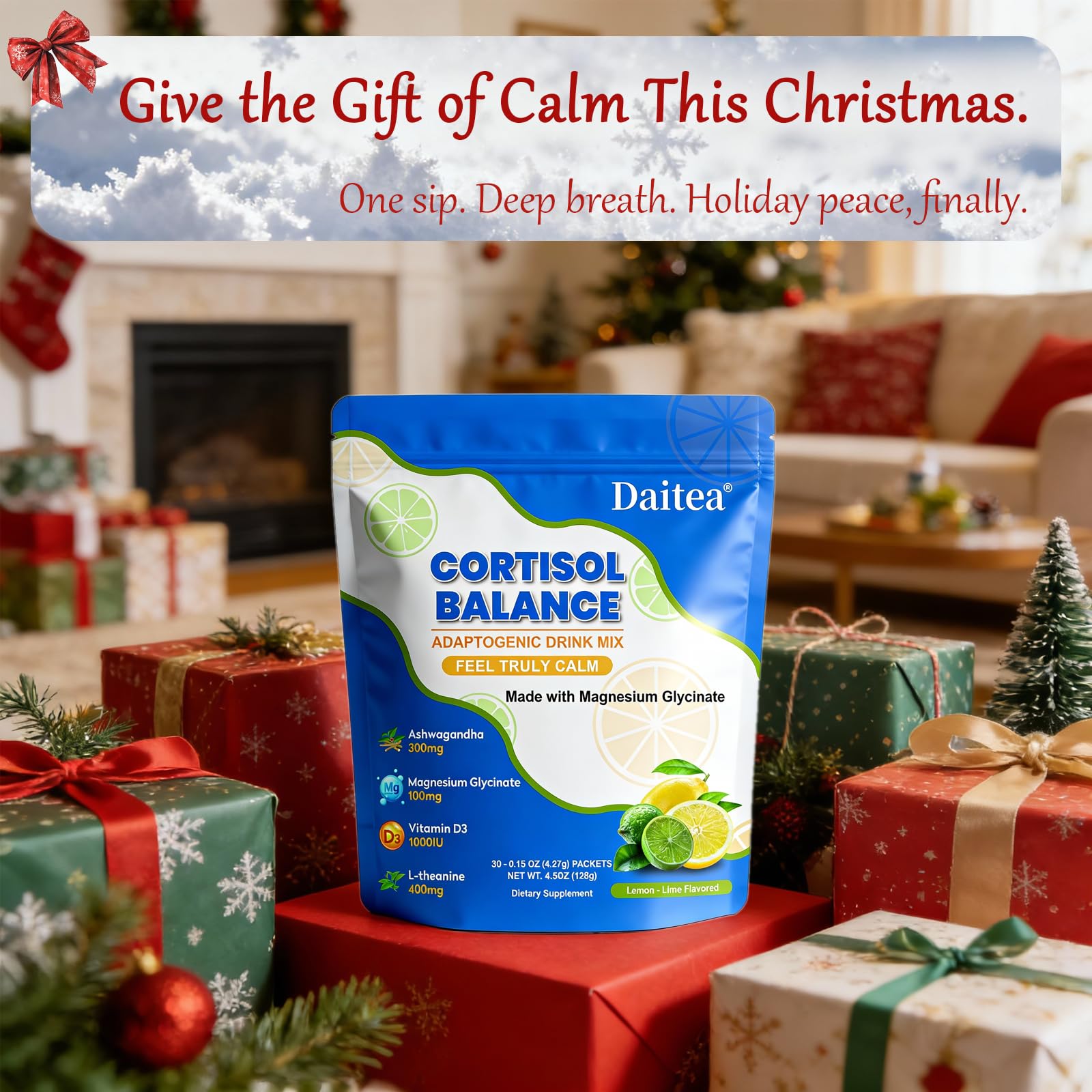 Sachet Daitea Cortisol Calm prêt à être versé dans l eau