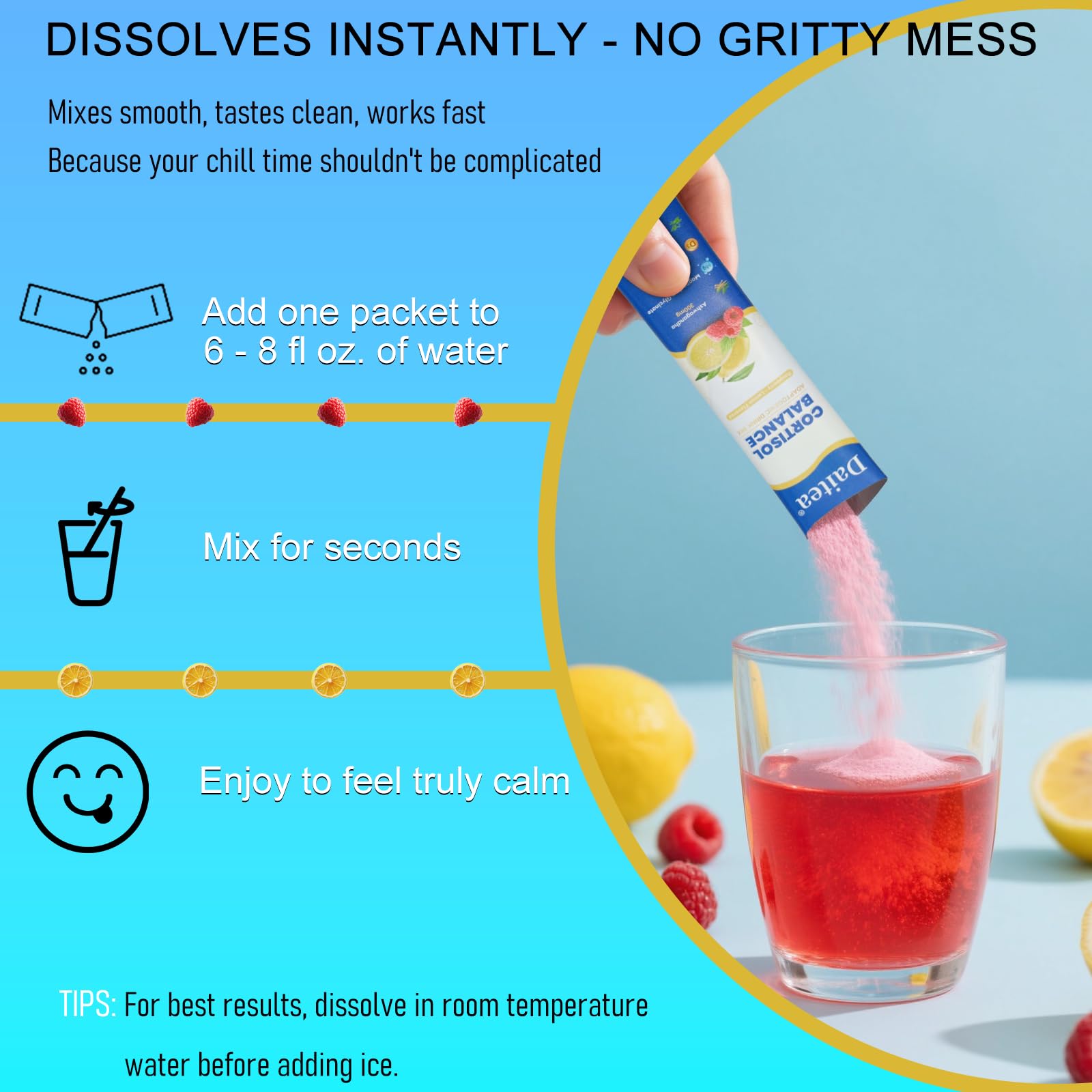 Sans sucre ajouté Daitea Cortisol Calm, formule pure et légère