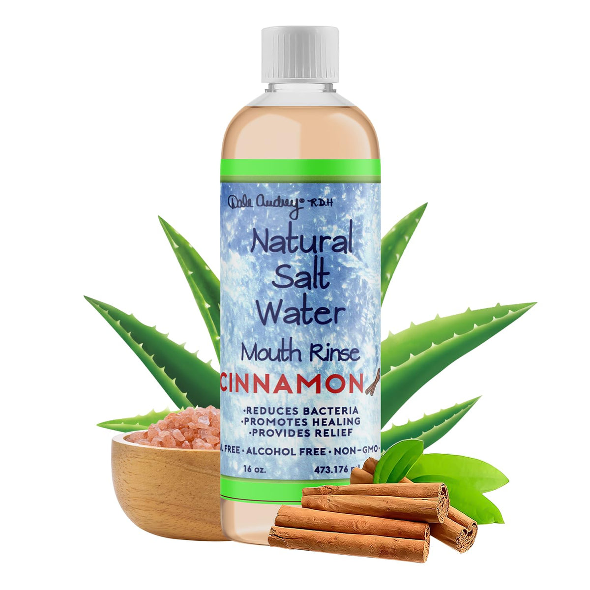 Dale Audrey bouteille eau sel rose Himalayen, expérience rafraîchissante pour l'hygiène buccale.