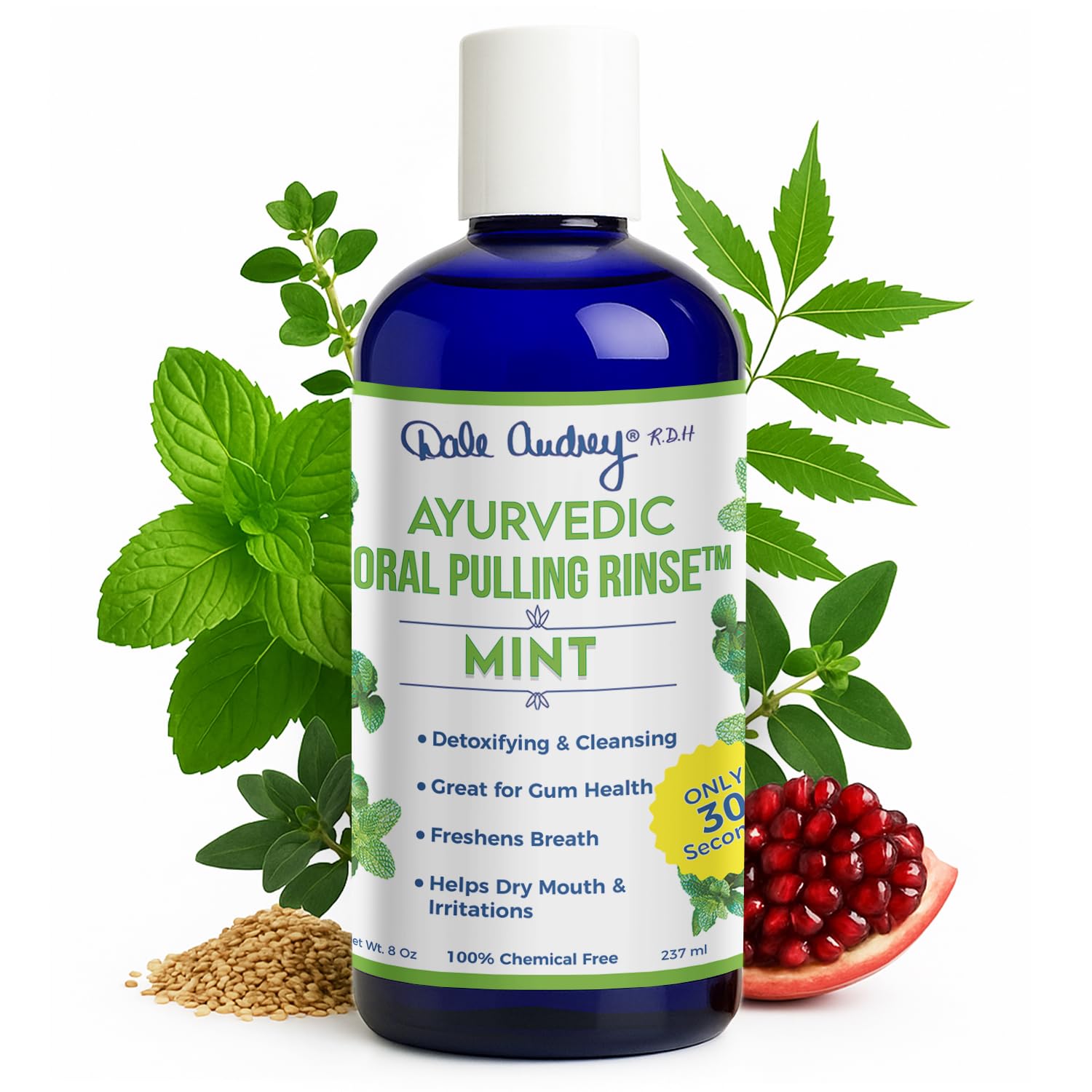 Dale Audrey huile d'entretien buccal pour dents et gencives, application quotidienne.