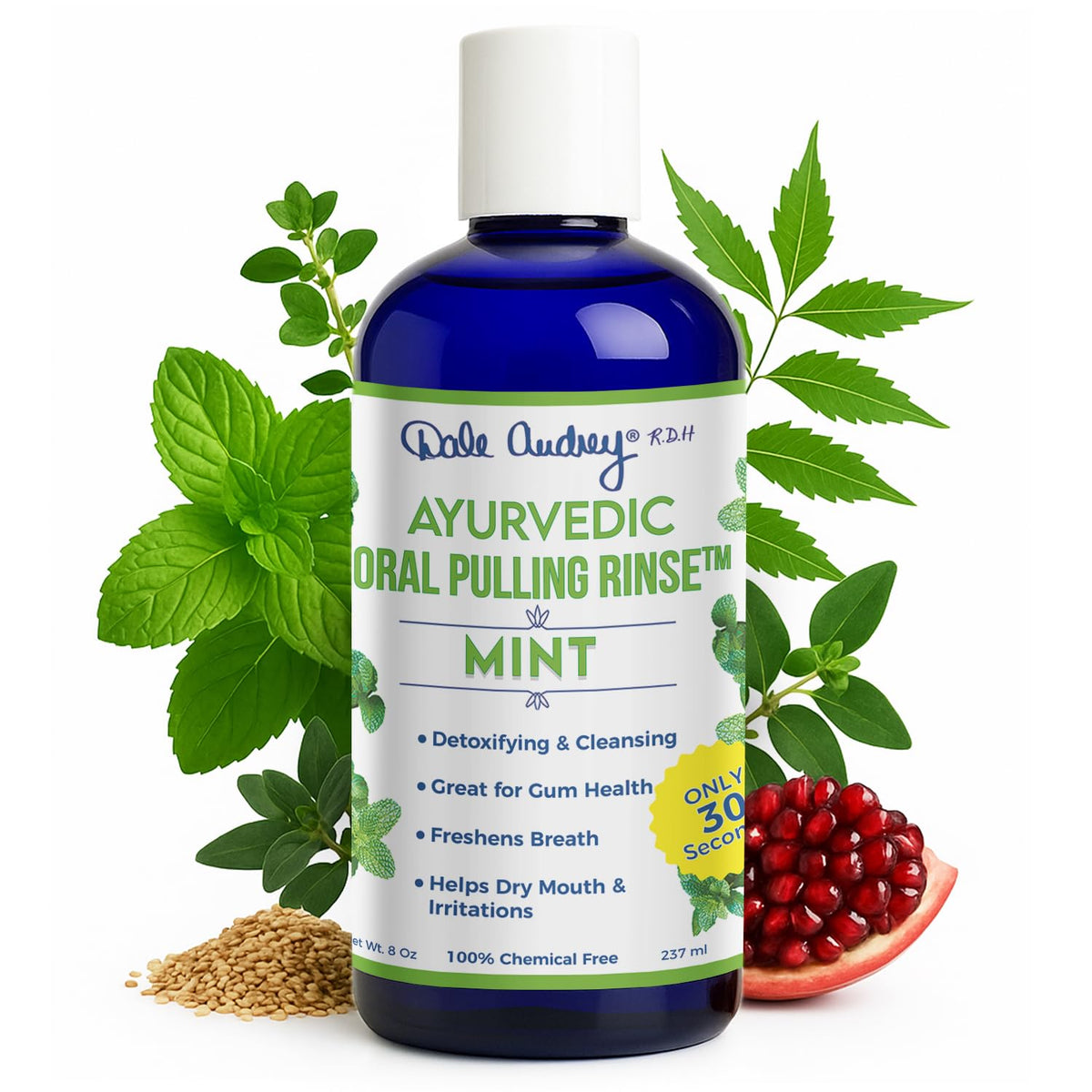 Dale Audrey huile d'entretien buccal pour dents et gencives, application quotidienne.