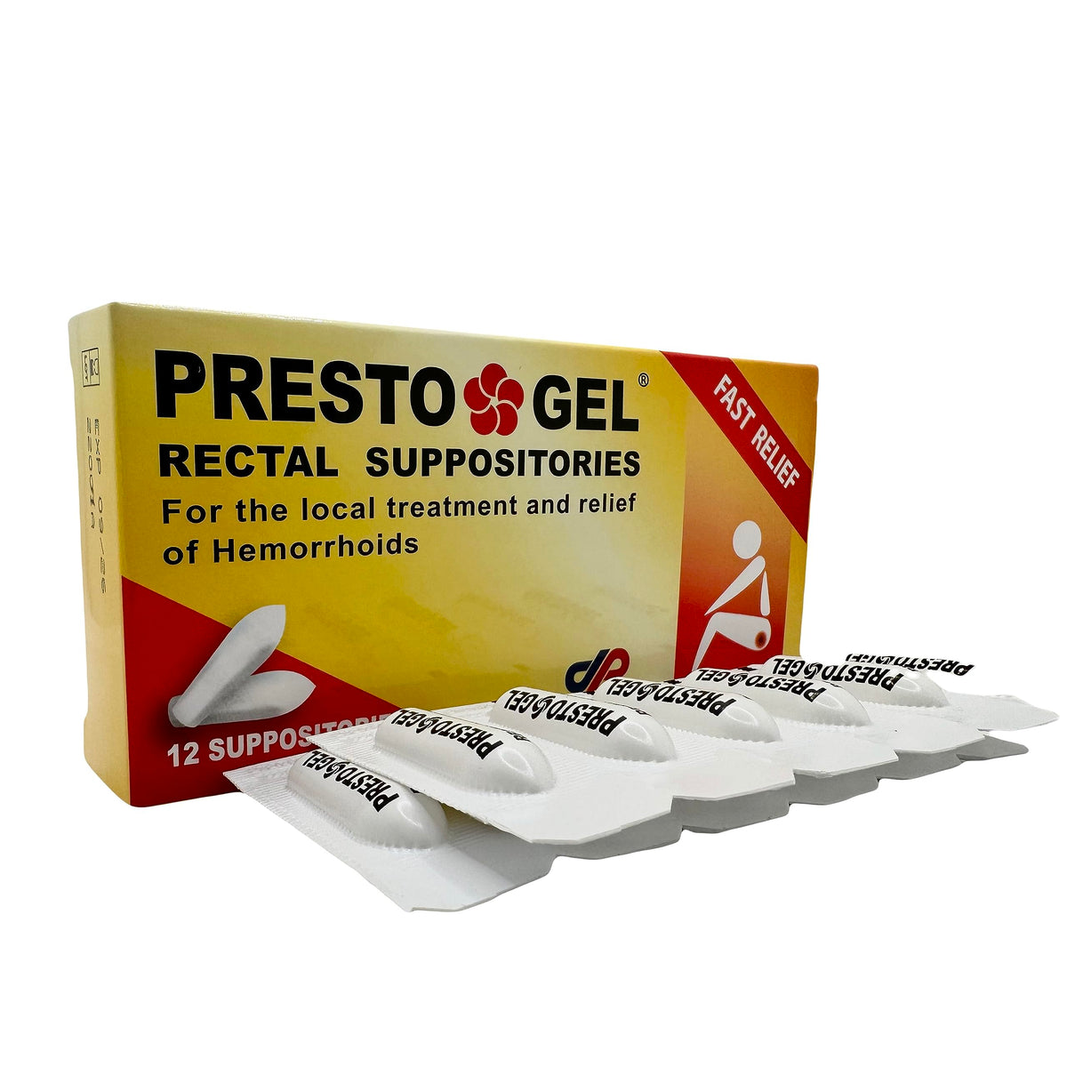 DAN Pharm Presto Gel pack-12-suppositoires: emballage individuel pratique.
