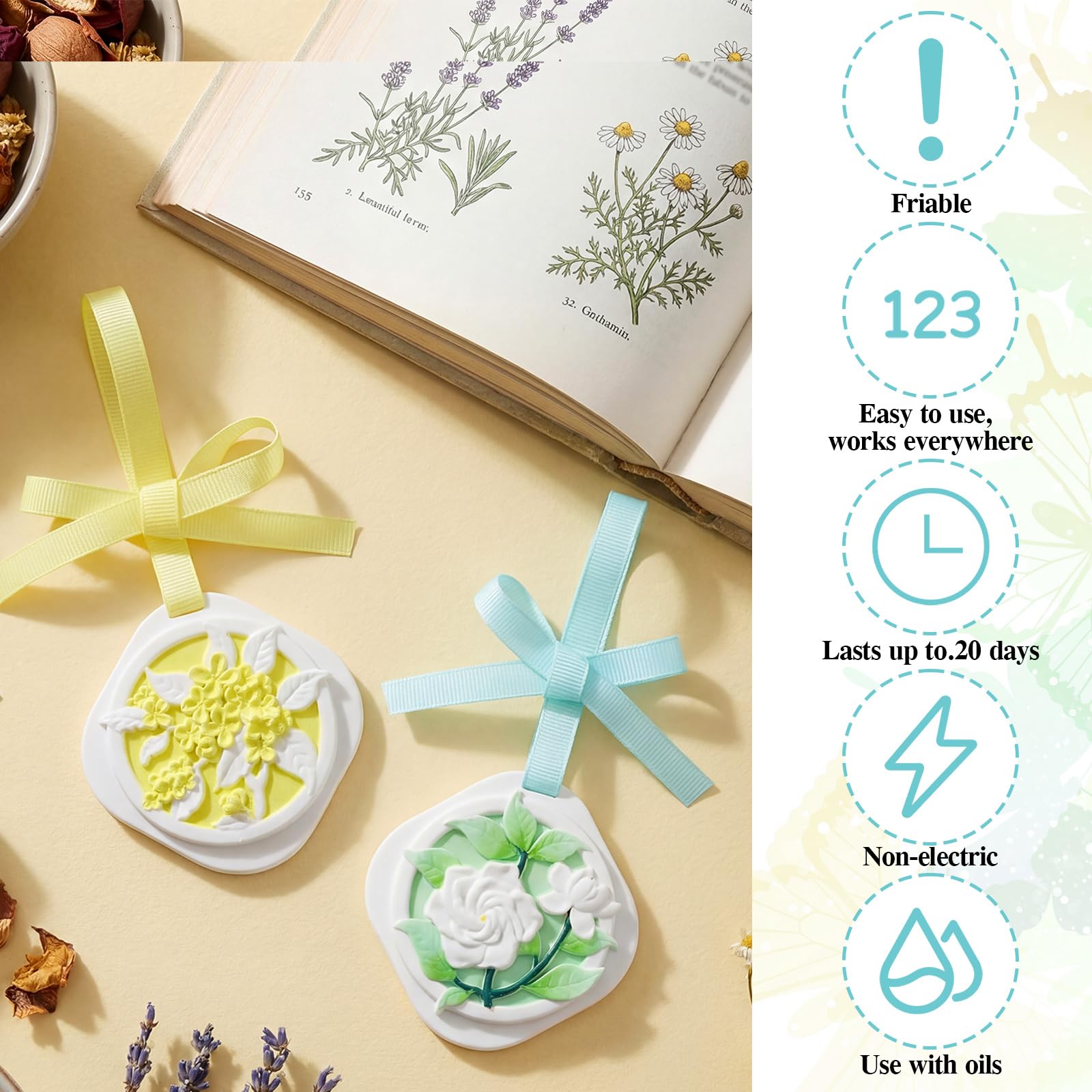 Dansib diffuseur floral passif Osmanthus Gardenia, parfum rafraîchissant pour salle de bains.