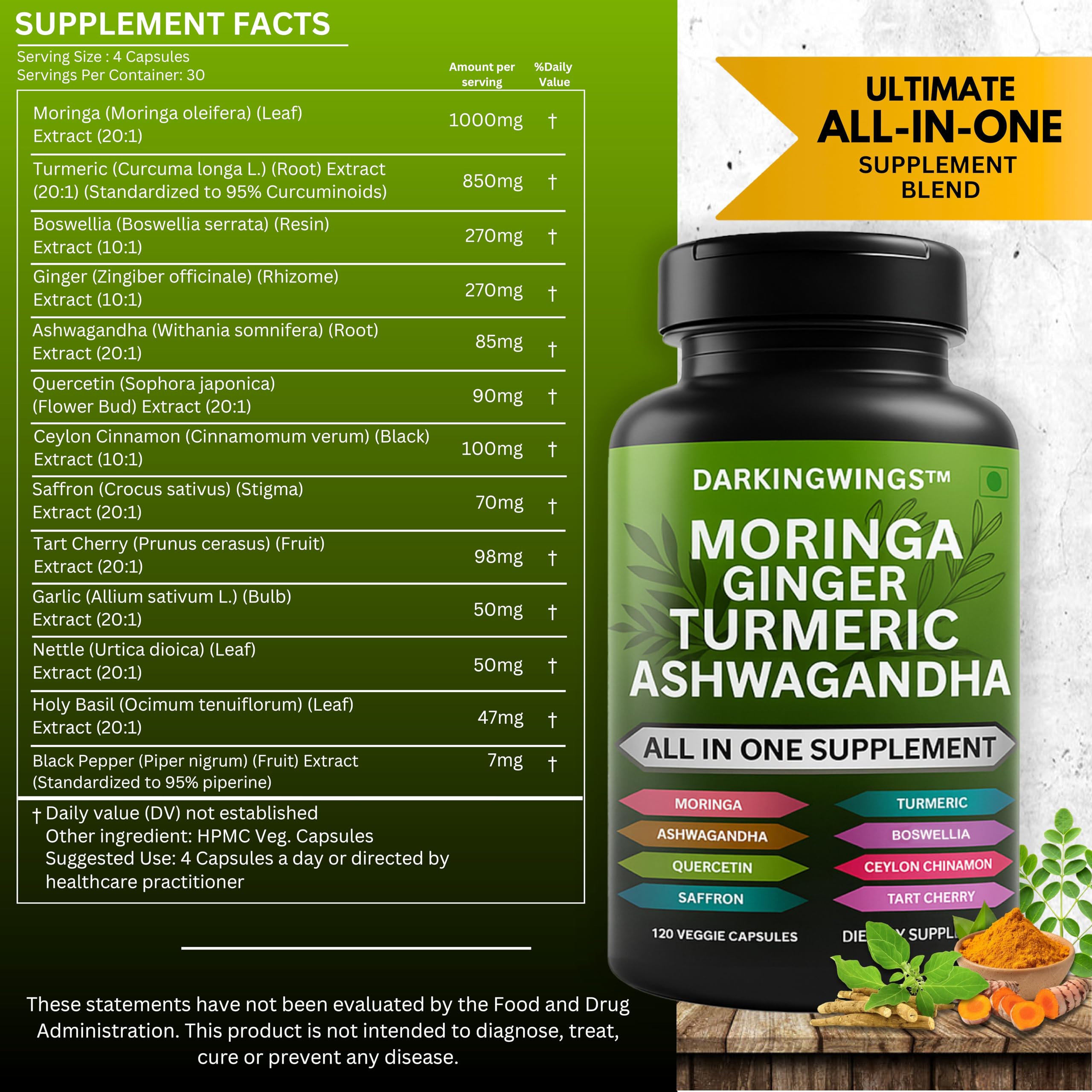 Darkingwings capsules gingembre et boswellia, formulation anti-inflammatoire douce.