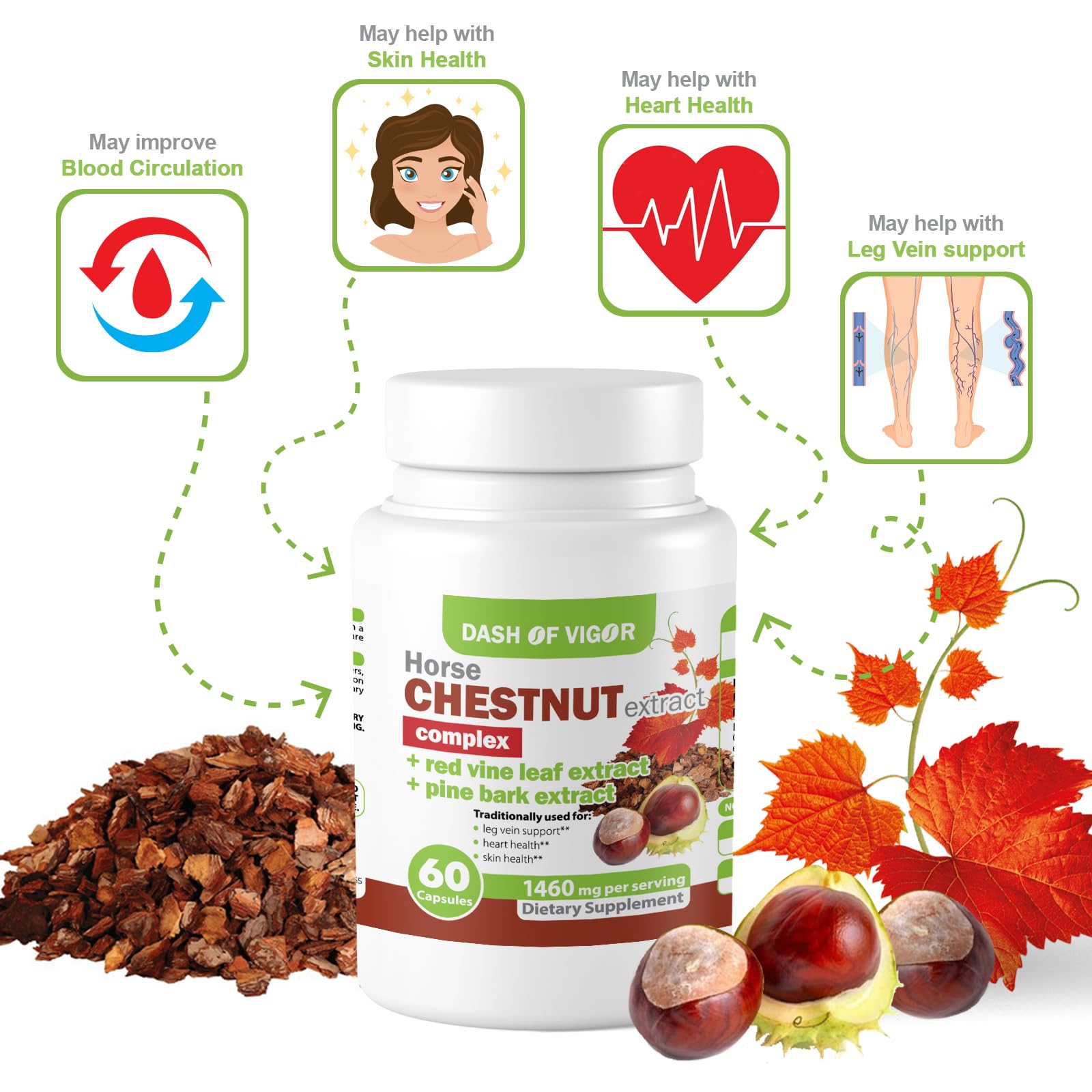 Dash of Vigor : Extrait de myrtille en capsule, soutien microcirculation.