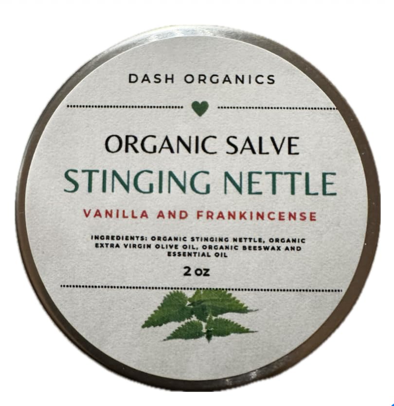 Dash Organics baume d’ortie en boîte, hydratation douce pour la peau.