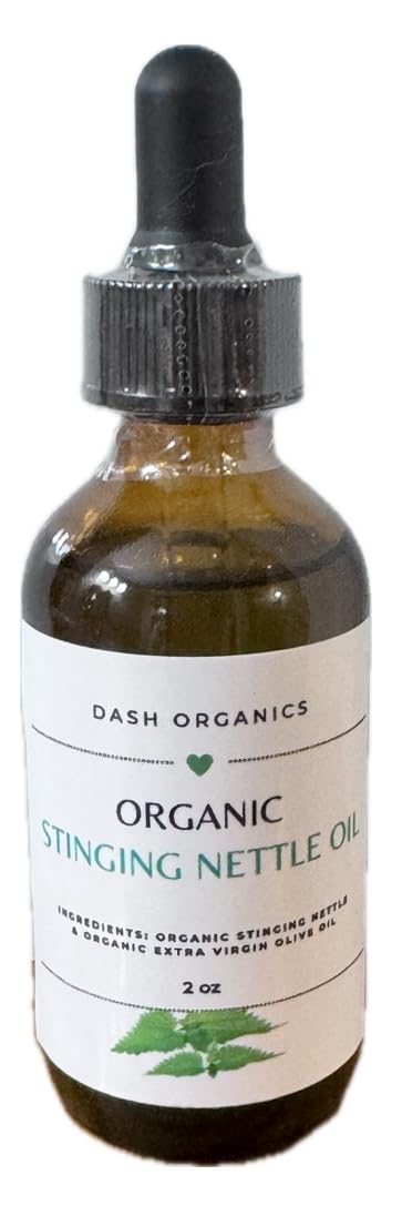 Huile d'ortie Dash Organics infusée à la lavande pour détente et soin capillaire.