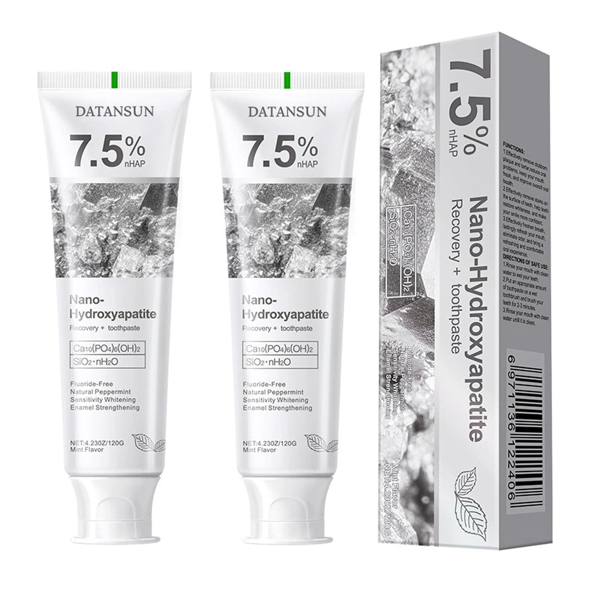 DATANSUN dentifrice hydroxyapatite 7,5% – tube double-pack, usage quotidien
