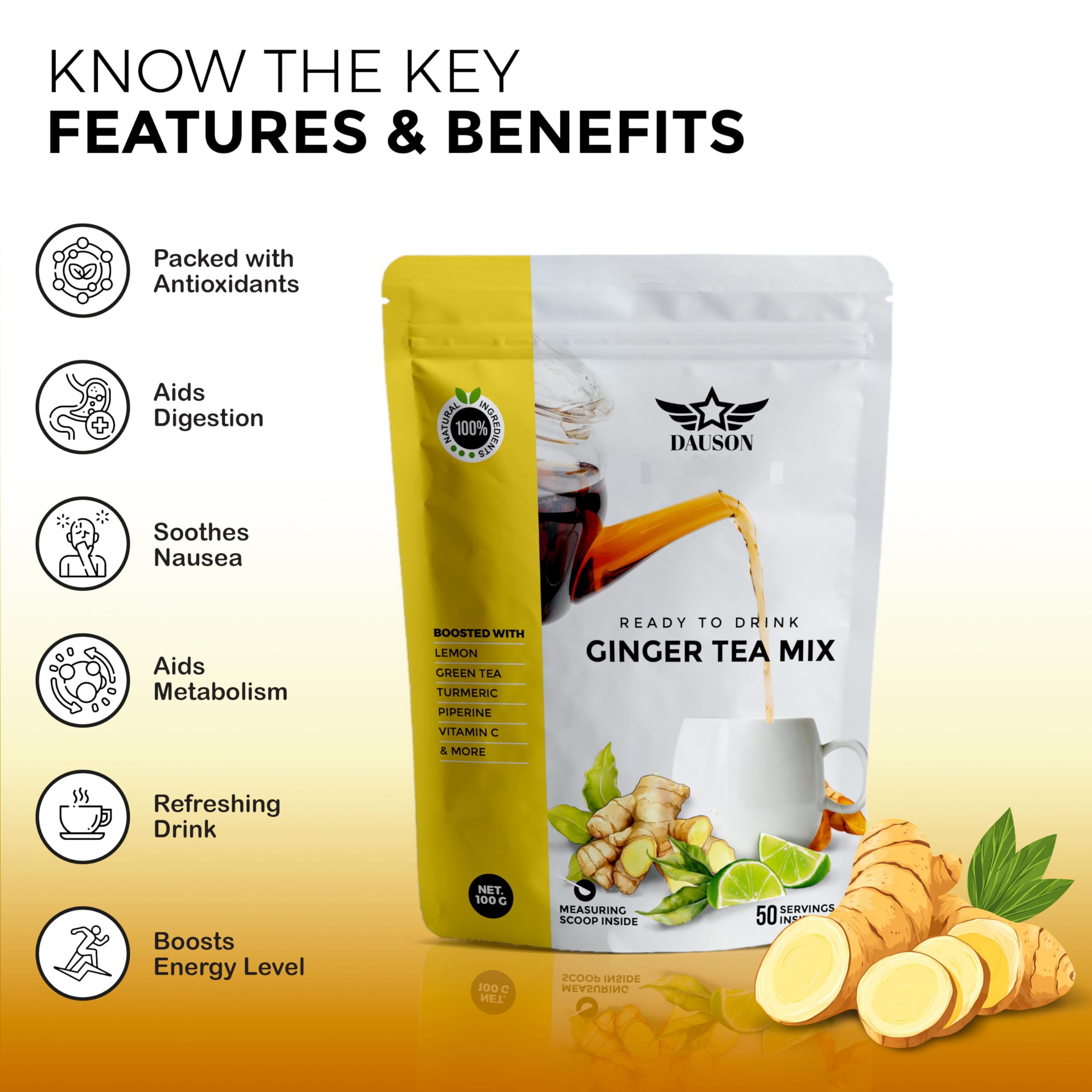 DAUSON Ginger Turmeric Mix en boîte: rituel sans caféine pour vos pauses.