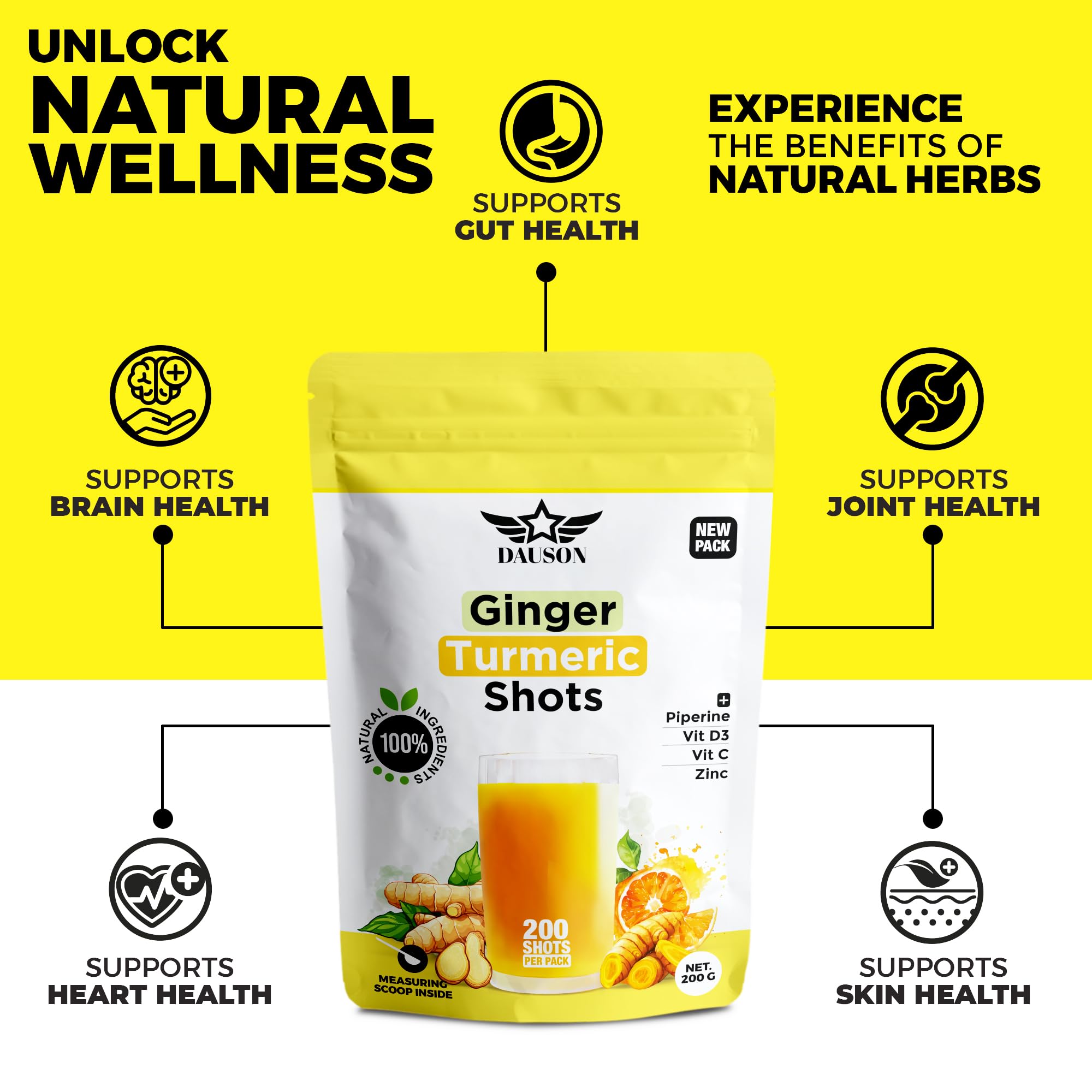 DAUSON poudre gingembre-curcuma pour infusion ou smoothie quotidiens