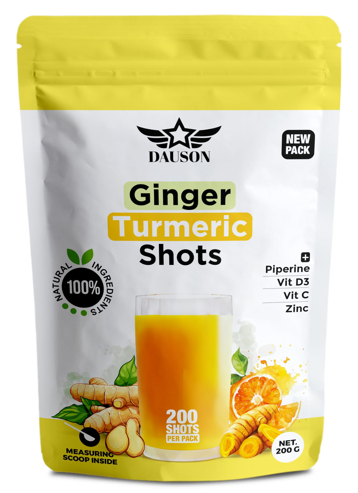 DAUSON shot gingembre-curcuma bouteille : soutien possible des articulations et du système immunitaire