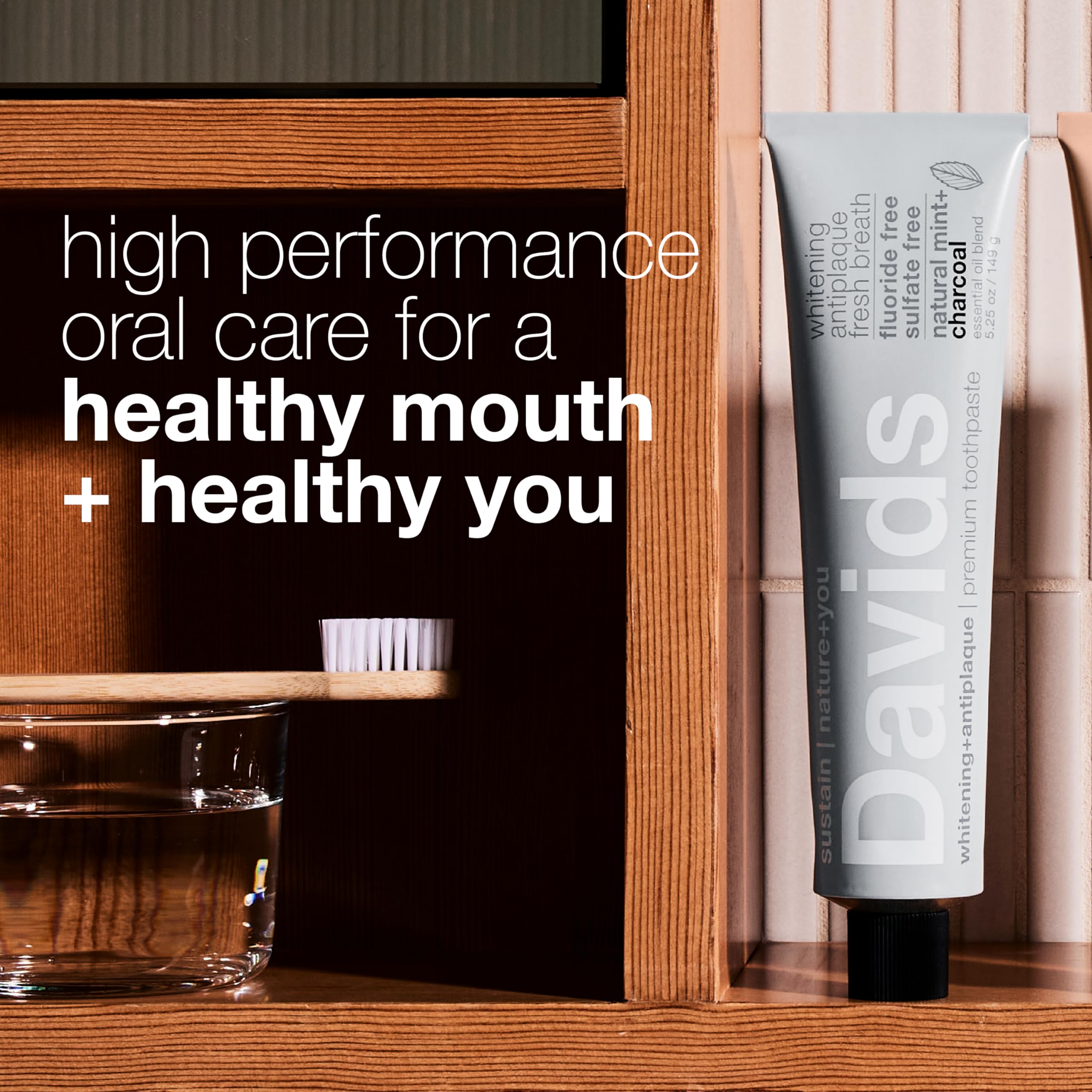 Davids dentifrice au charbon et menthe pour haleine fraîche