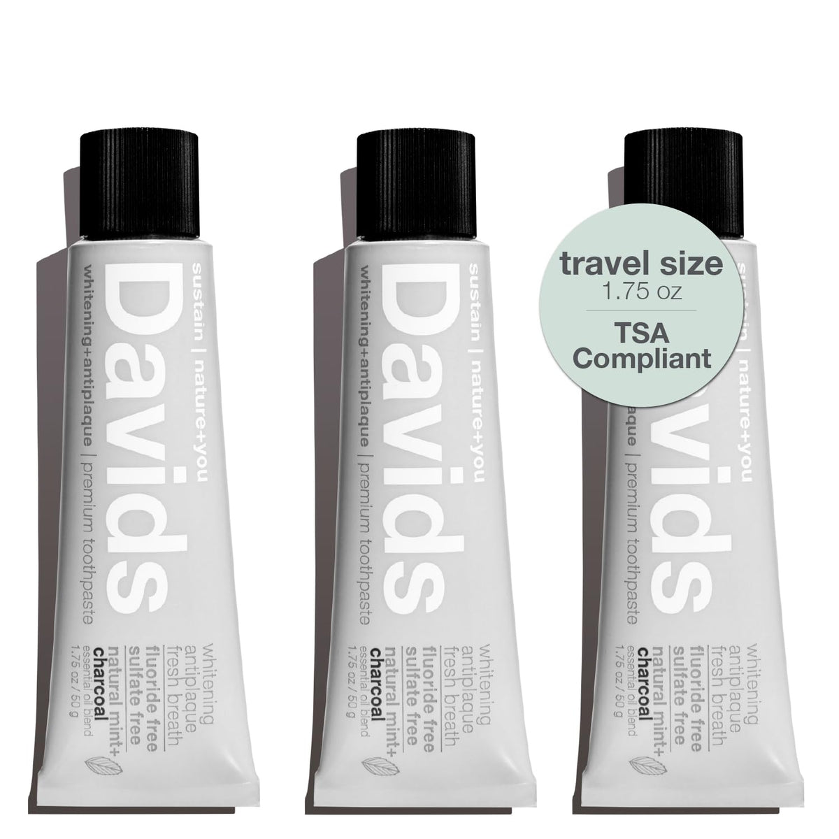 Davids dentifrice charbon – tube voyage rafraîchissant et sans fluor.