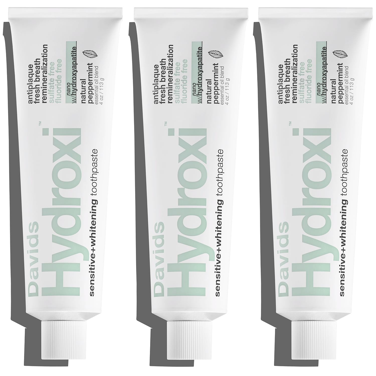 Pâte Davids Hydroxi, emballage 3-pack pour reminéralisation sans fluor.