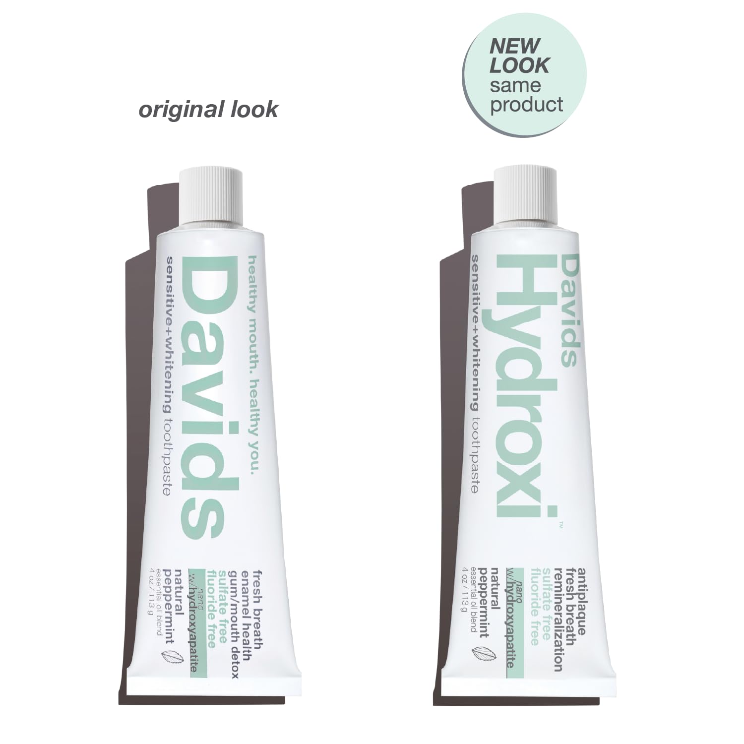 Davids Hydroxi pâte tube, design moderne pour un brossage agréable.
