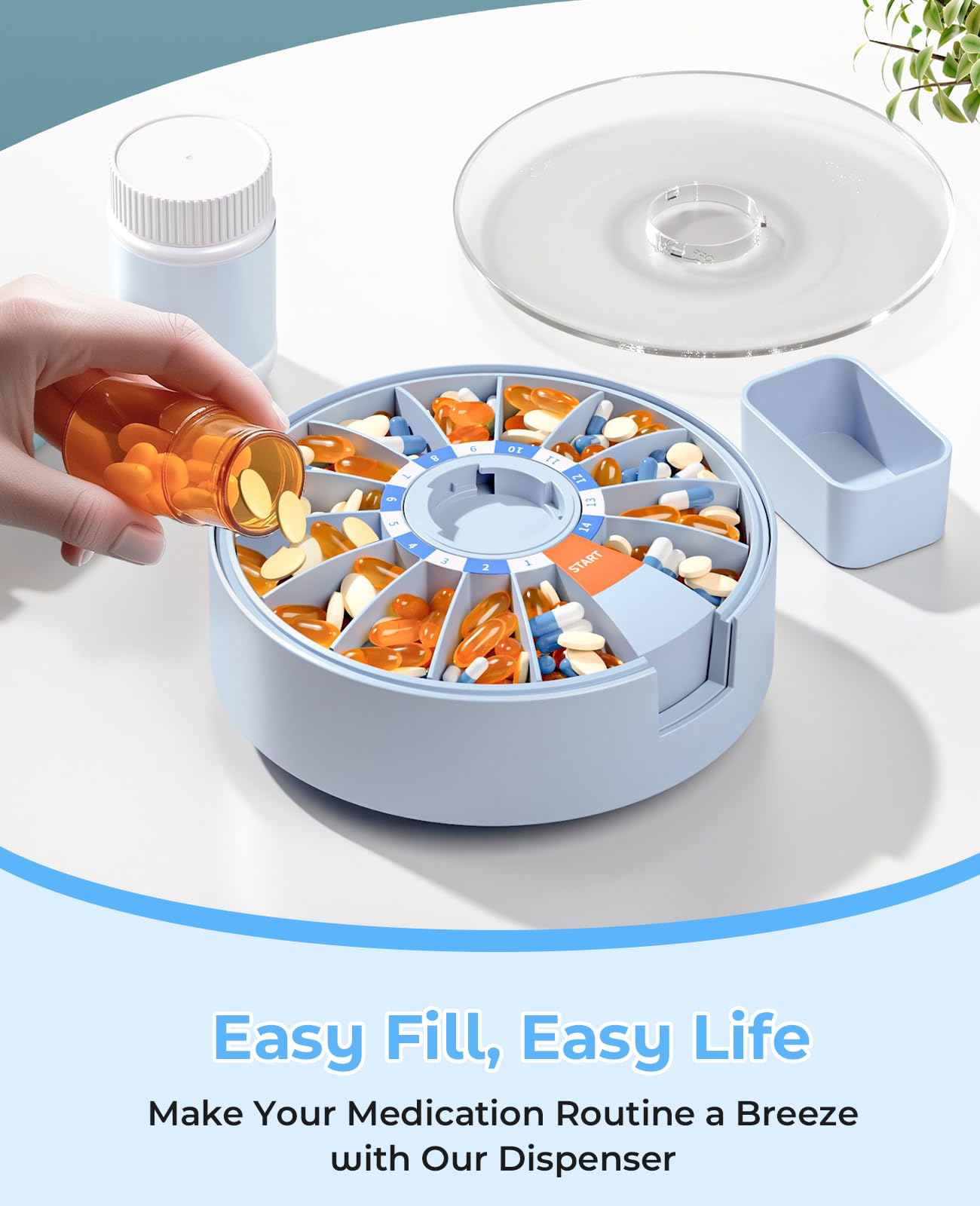 14 compartiments Daviky, organisation complète pour vitamines et médicaments.
