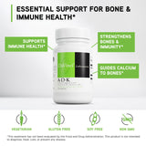 DAVINCI ADK – étiquette claire affichant A, D3 et K2 MK-7.