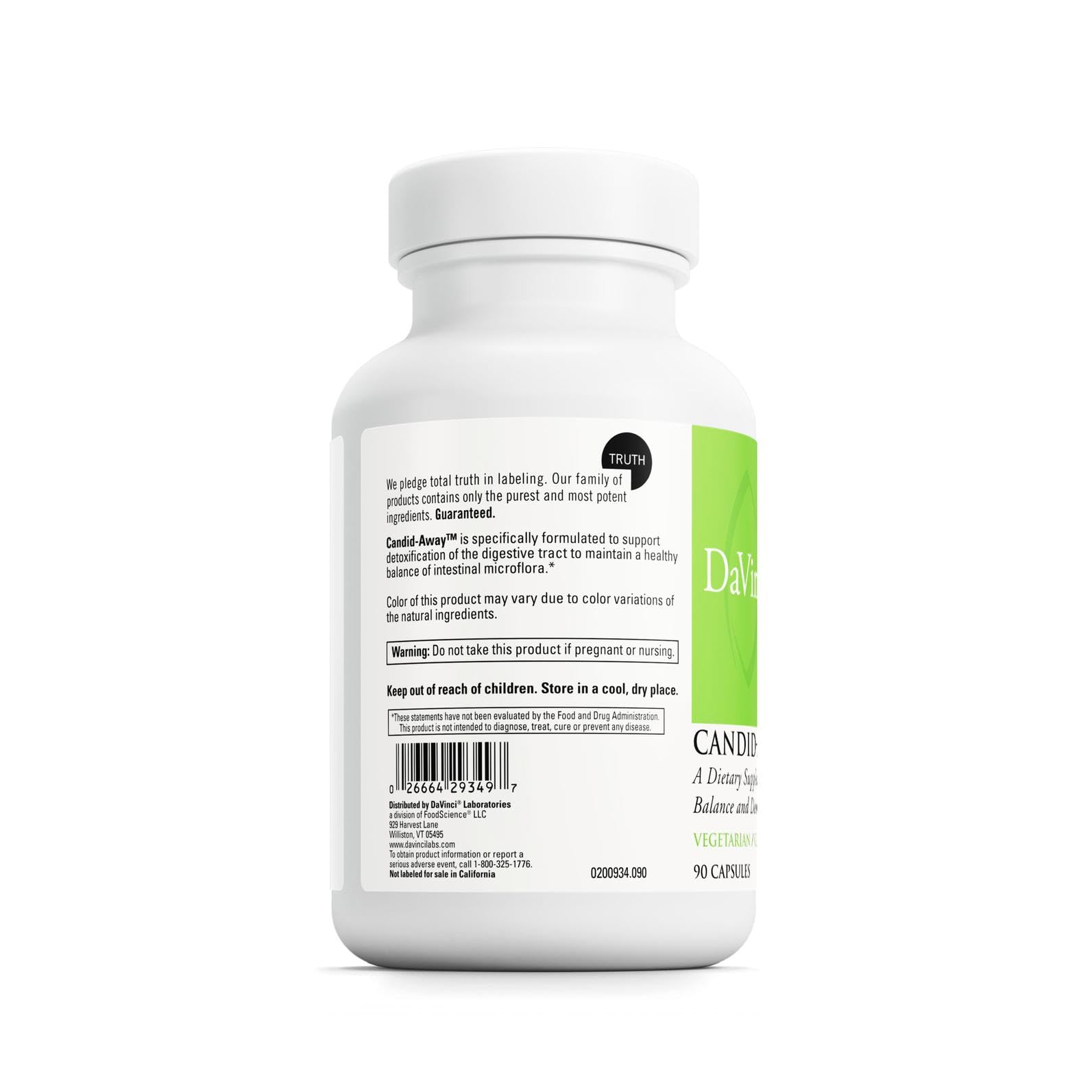 DaVinci Candid-Away ingrédients et extraits: approche synergique pour le confort intestinal.