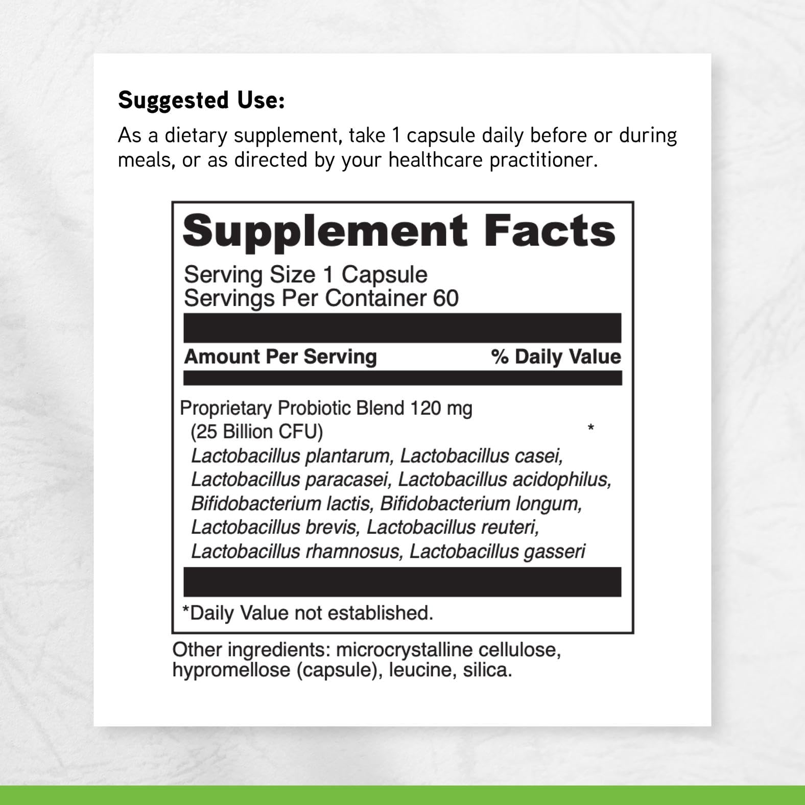 DAVINCI Daily Best Probiotic, bouteille éclairée: design naturel et complément sans gluten et végétarien.