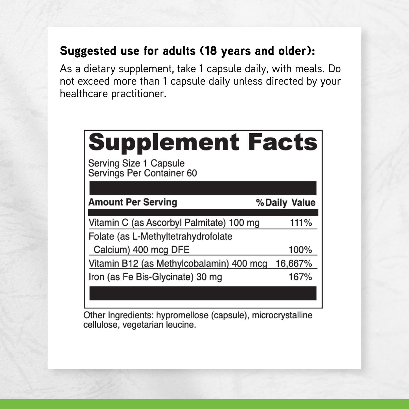 DAVINCI Fer Bis-Glycinate – carton informatif soutenant votre routine.