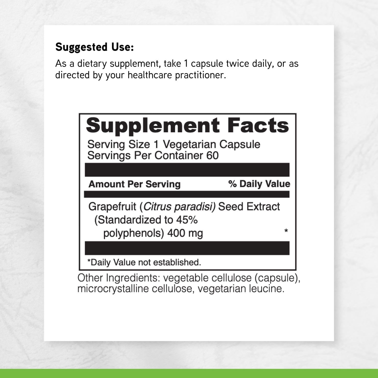 DAVINCI Grapefruit Seed Extract - emballage extérieur clair et informatif