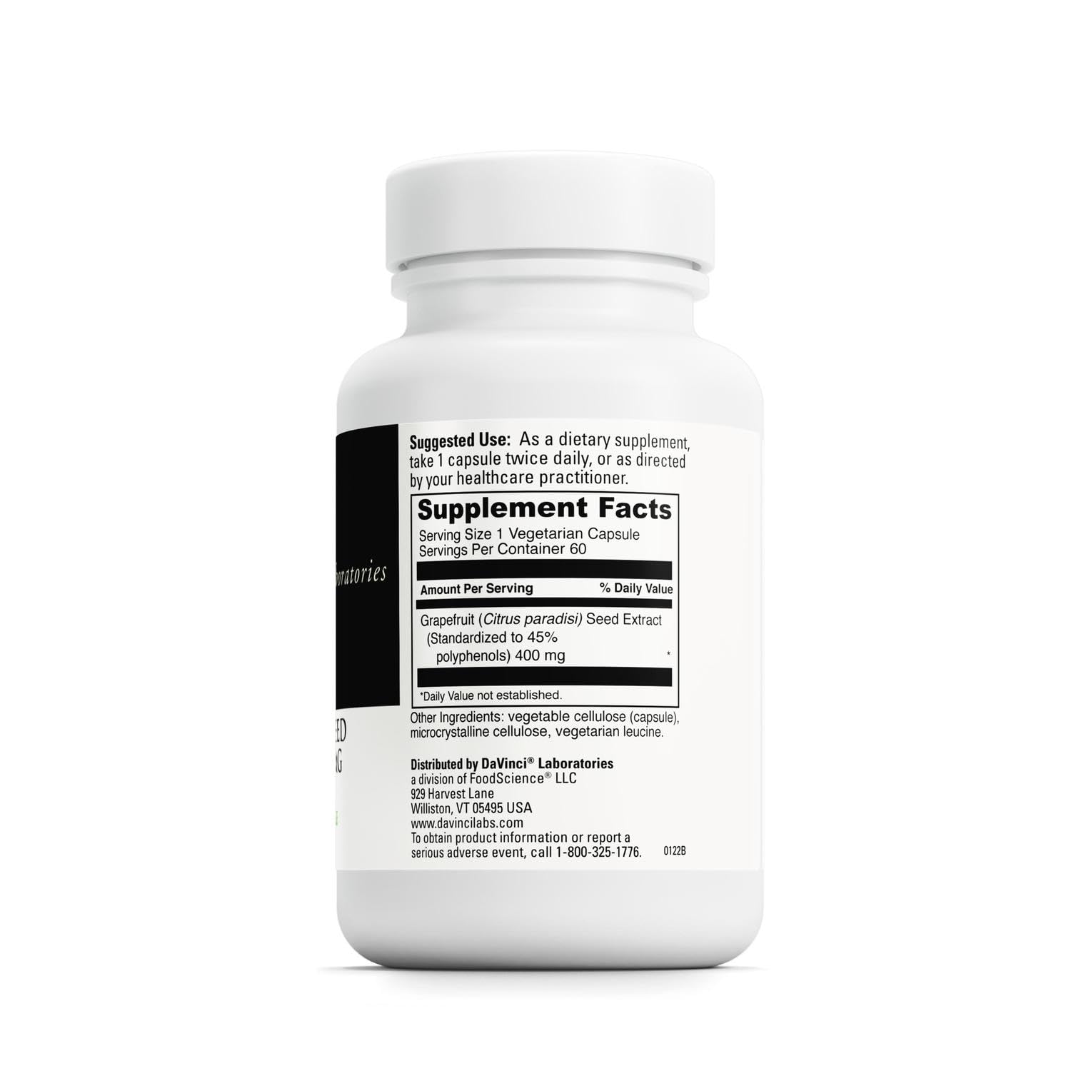 DAVINCI Grapefruit Seed Extract - gélules faciles à avaler pour le confort intestinal
