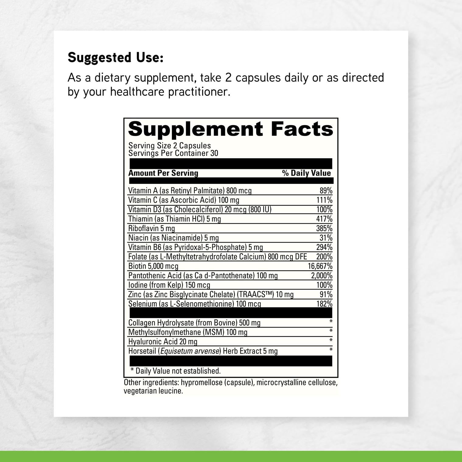 DAVINCI – ingrédients clés et vitamines essentielles pour cheveux et ongles.