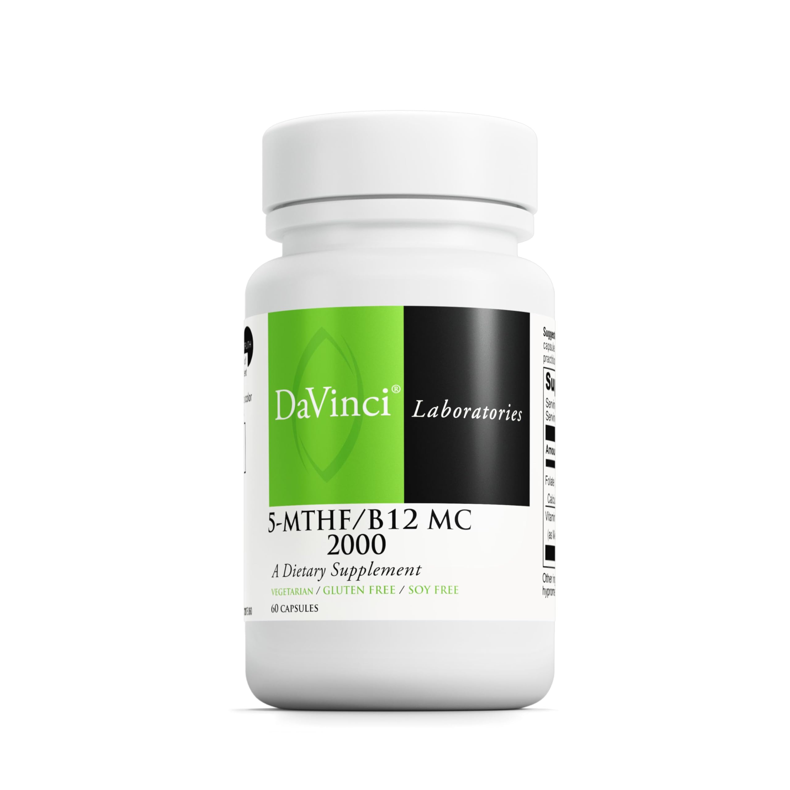 Davinci Labs 5-MTHF/B12 MC 2000: bouteille et prise quotidienne pour soutien potentiel de la méthylation.