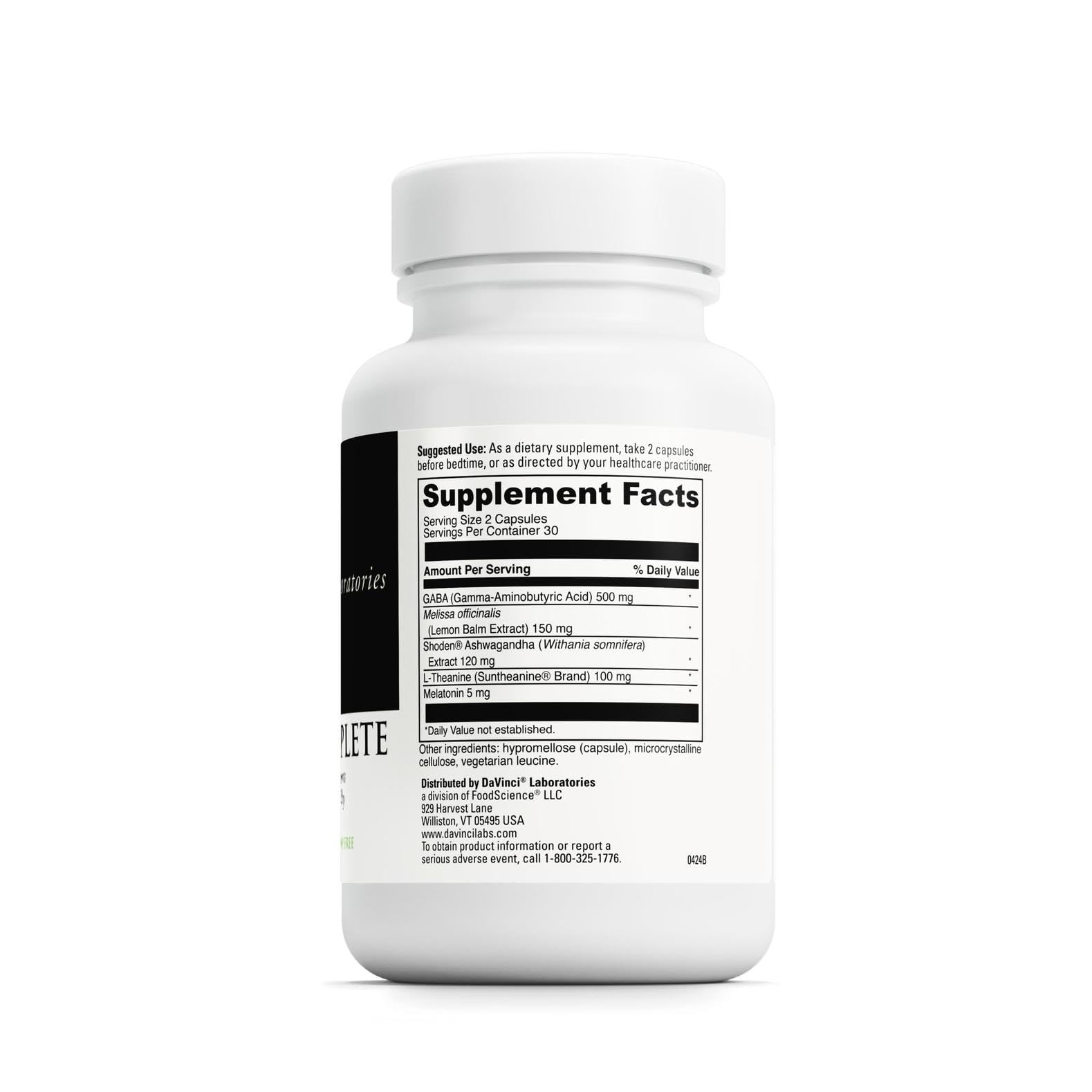 DAVINCI Labs Sommeil Complet: capsules végétariennes faciles à prendre avant le coucher