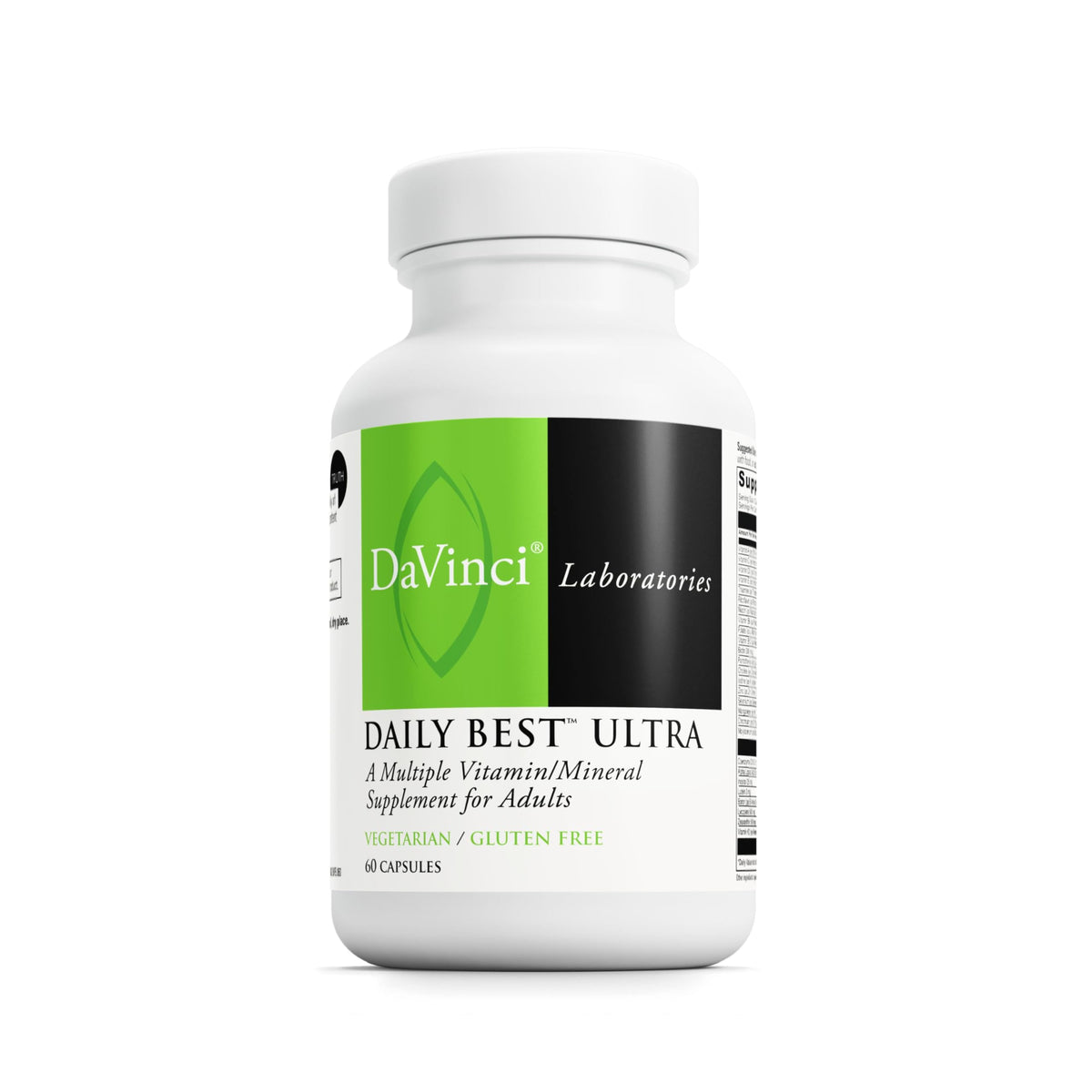 DAVINCI Daily Best Ultra – bouteille montrant la formule végétarienne, potentiel soutien énergétique.