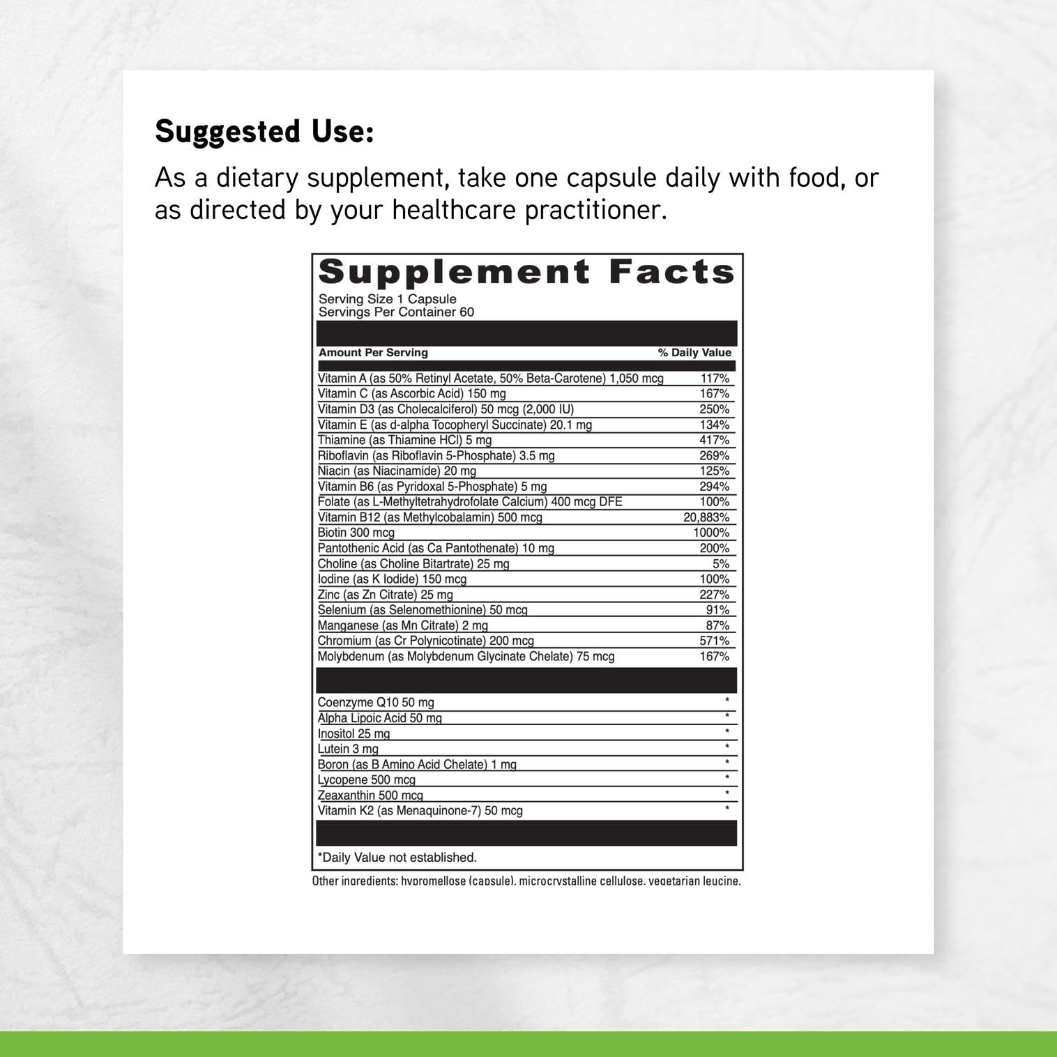 DAVINCI Daily Best Ultra – tableau nutritionnel et ressources minérales.