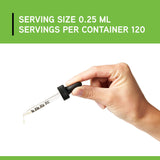 Gouttes versées dans un verre, goût doux grâce à l extrait de stévia.