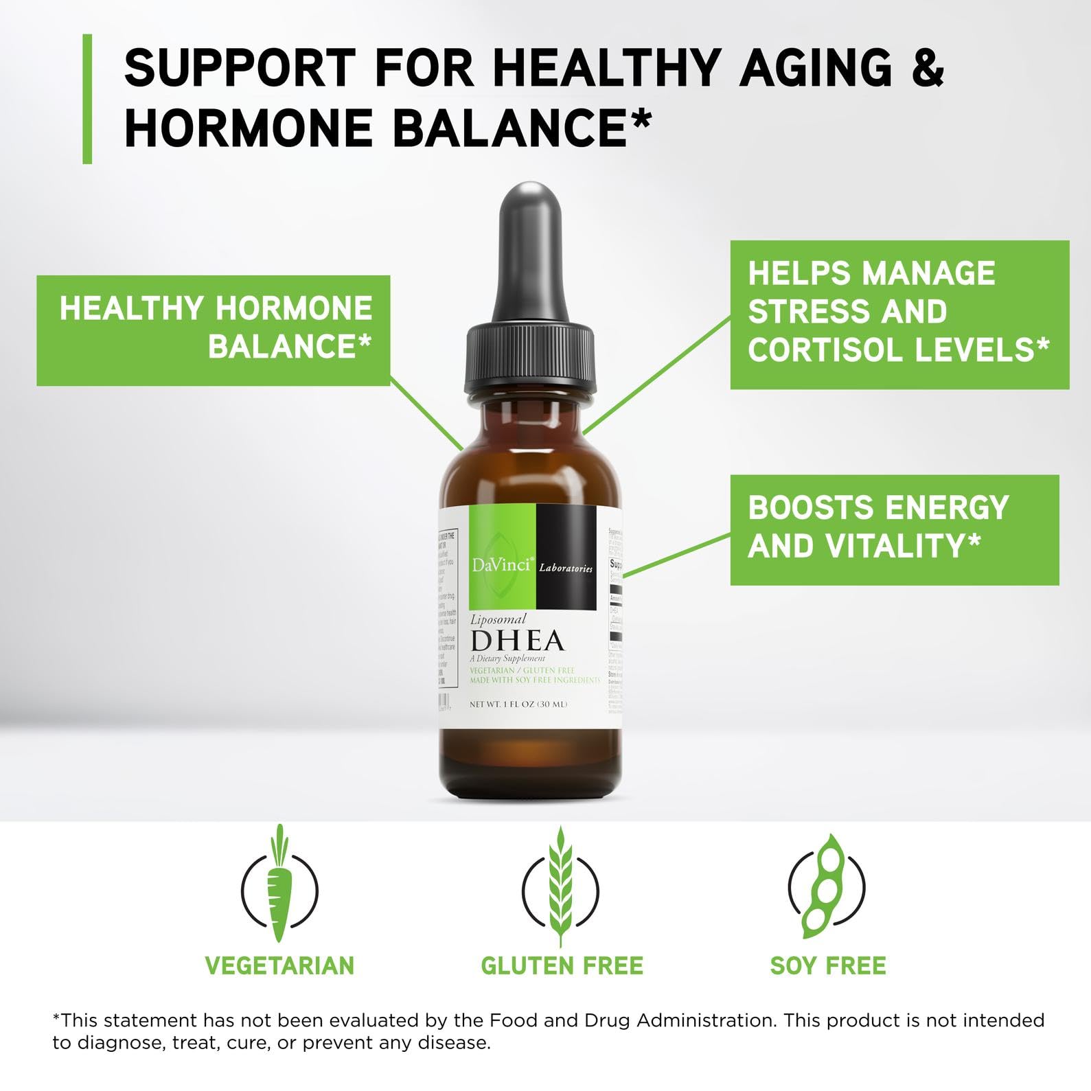 Pipette doseuse pour dosage précis et pratique de DHEA liposomale.