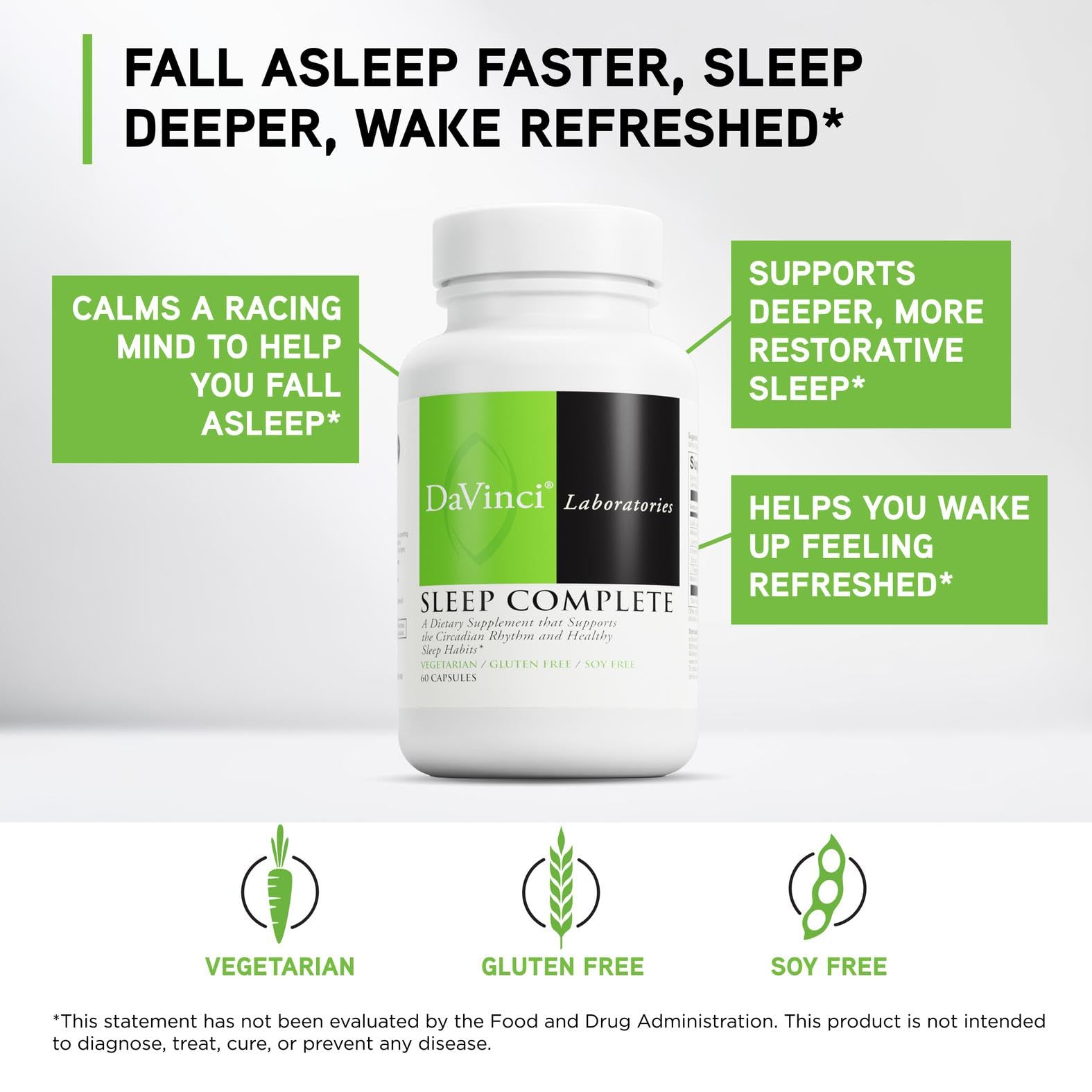 DAVINCI Labs Sommeil Complet: etiquette sans gluten, sécurité alimentaire pour dormir sans souci