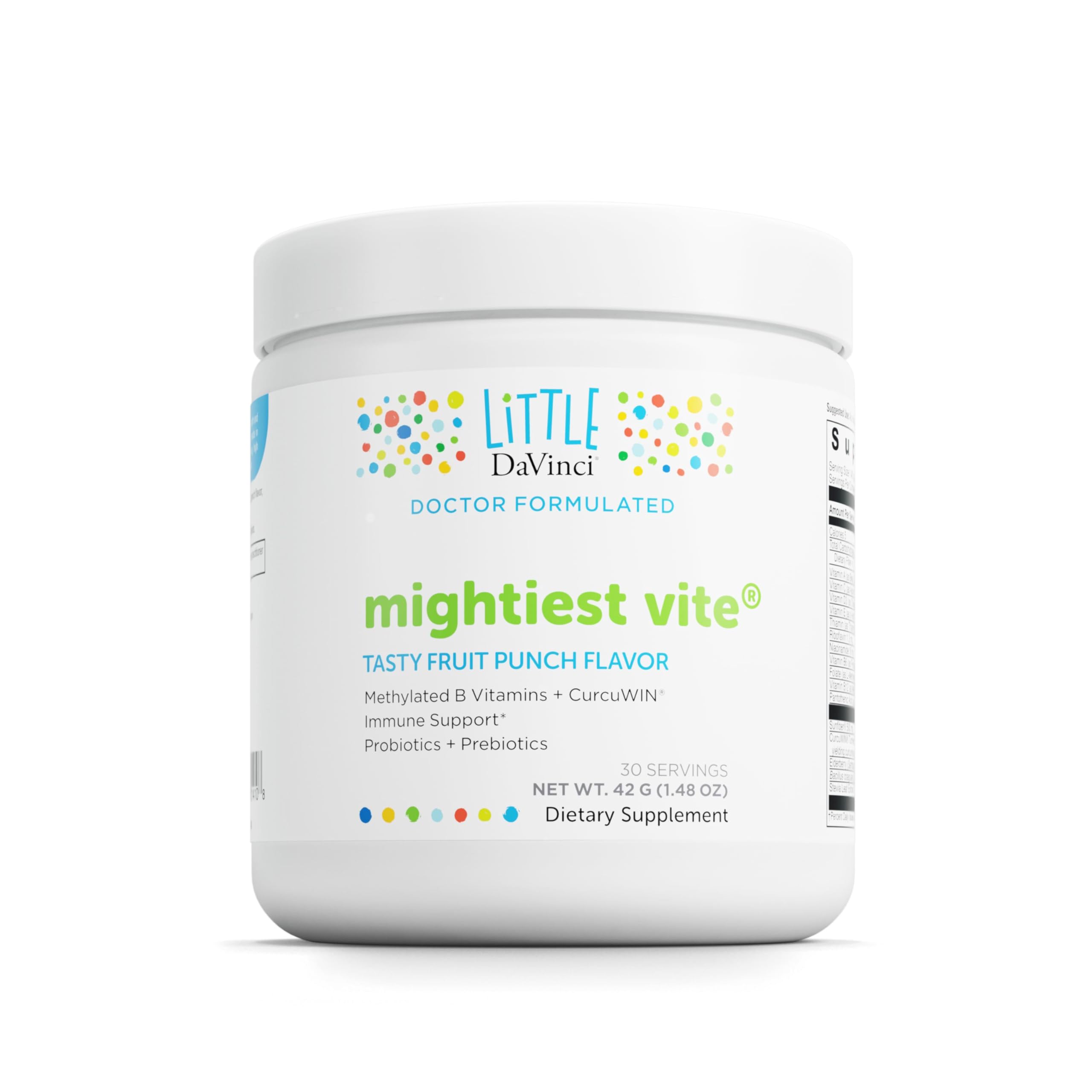 Davinci Little Mightiest Vite – bouteille fruit punch, soutien immunitaire potentiel pour les enfants.