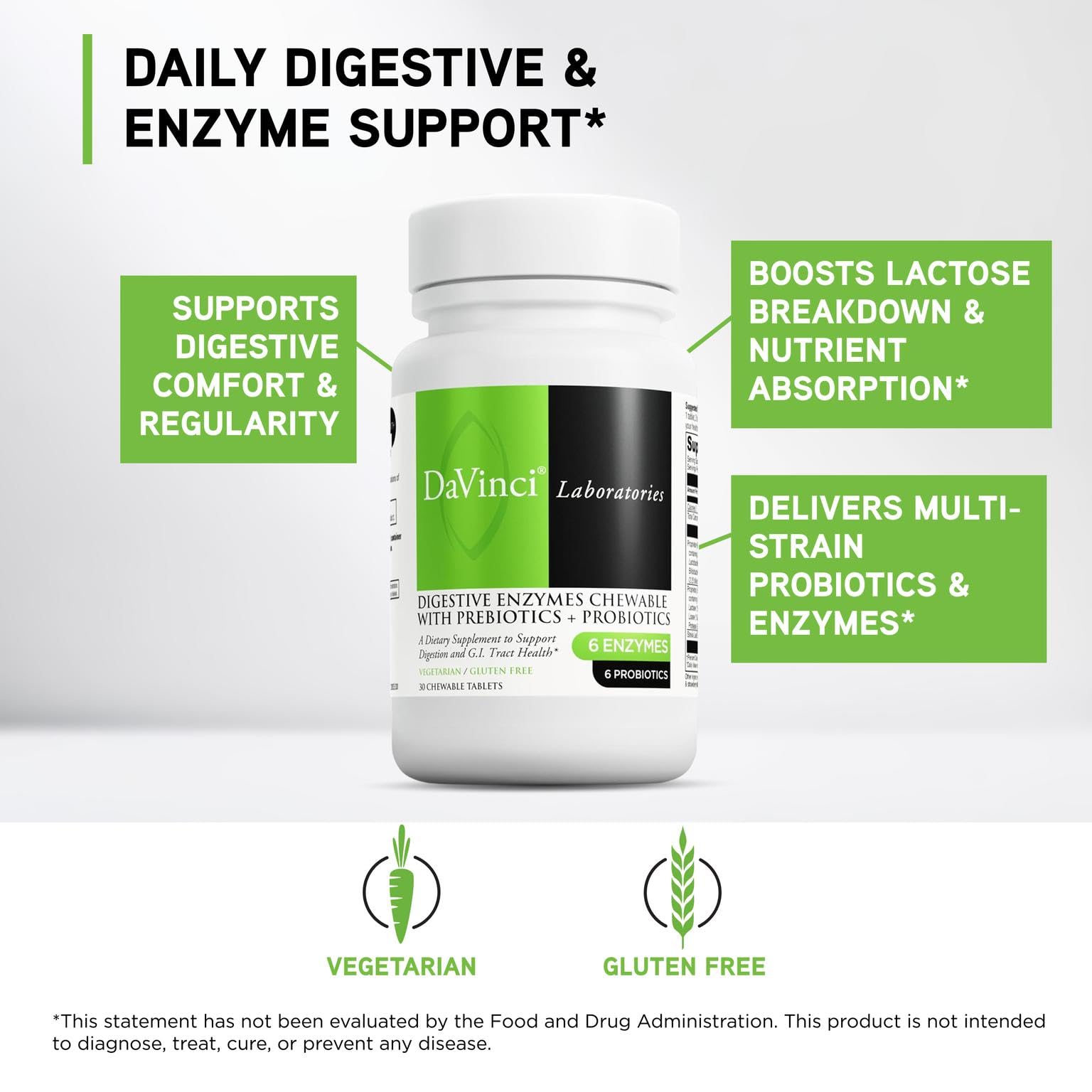 DAVINCI Mega Probiotic ND, mélange bifidobacterium-lactobacillus, soutient une flore intestinale saine au quotidien