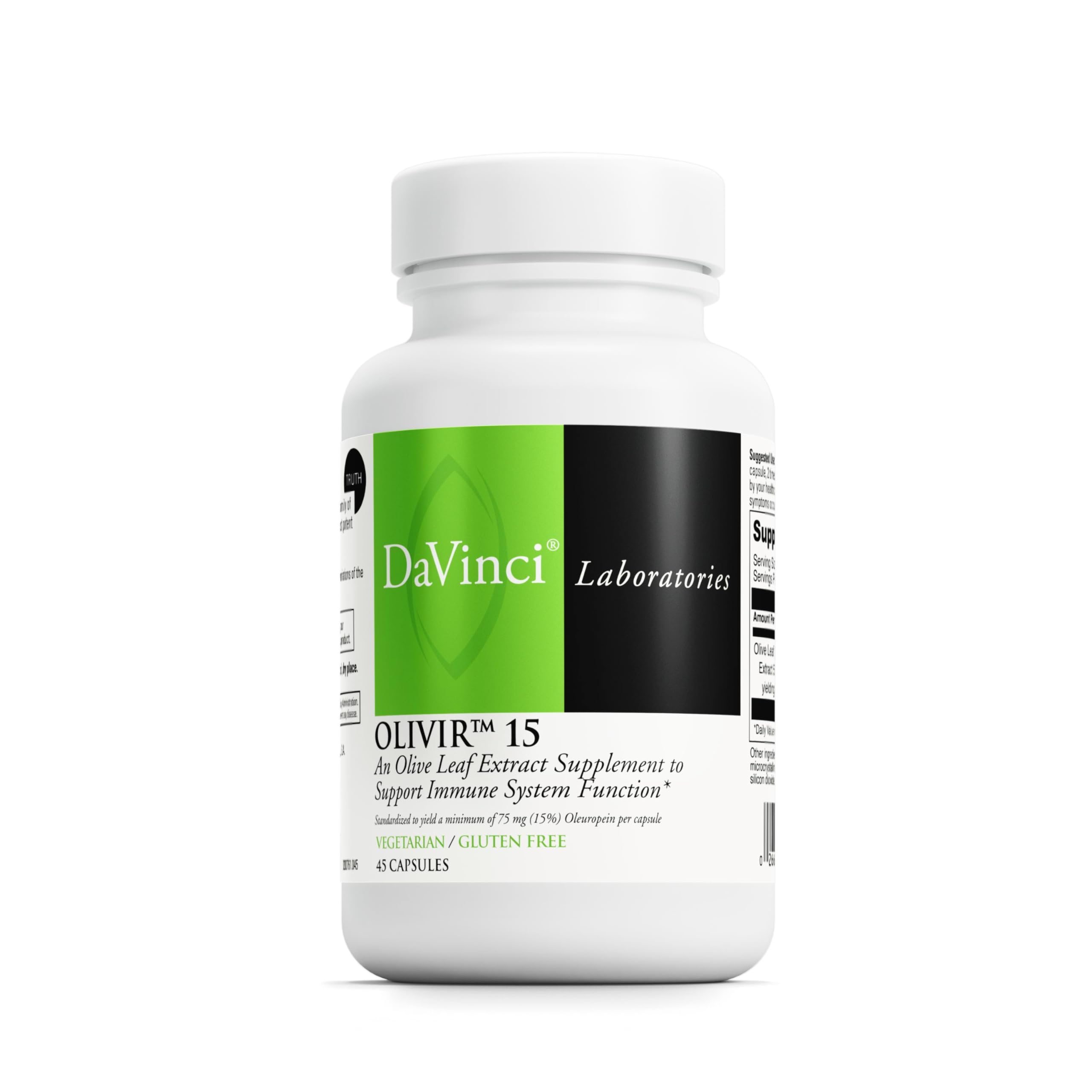 Davinci Olivir 15, bouteille de capsules, soutien potentiel du système immunitaire au quotidien.