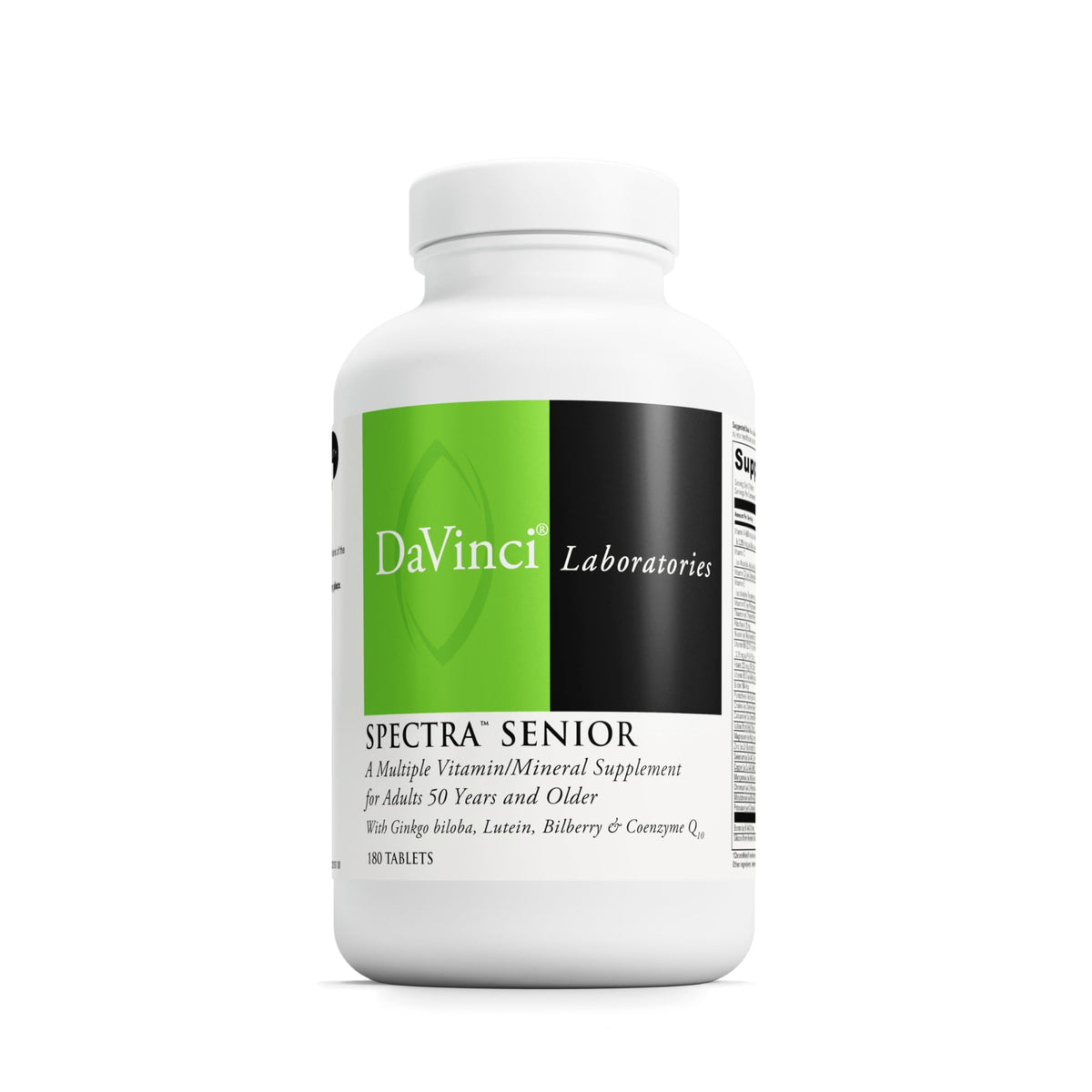 DAVINCI Spectra Senior: bouteille de 180 capsules prête pour le soutien cardiovasculaire.