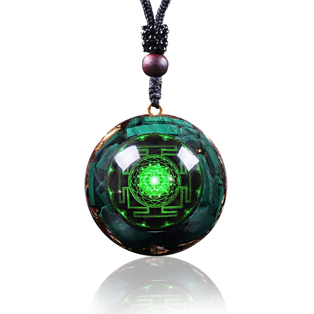 Day Day Up pendentif Orgonite malachite vert, énergie positive.