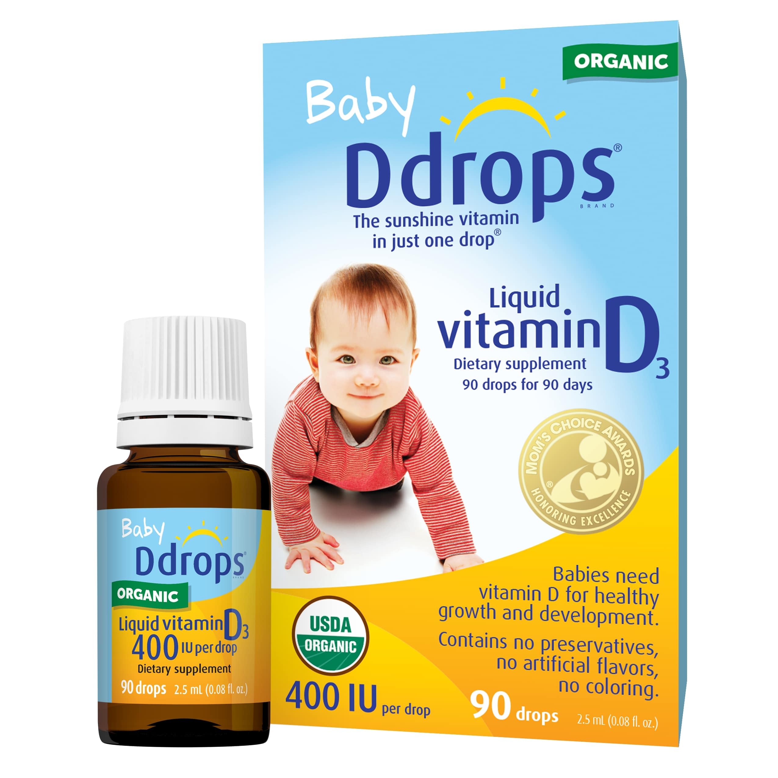 Gouttes Ddrops Bebe 400 UI pack-2, pratique pour dose quotidienne.