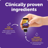 Ddrops Kids Booster – emballage 100 doses, lisibilité et traçabilité du dosage.
