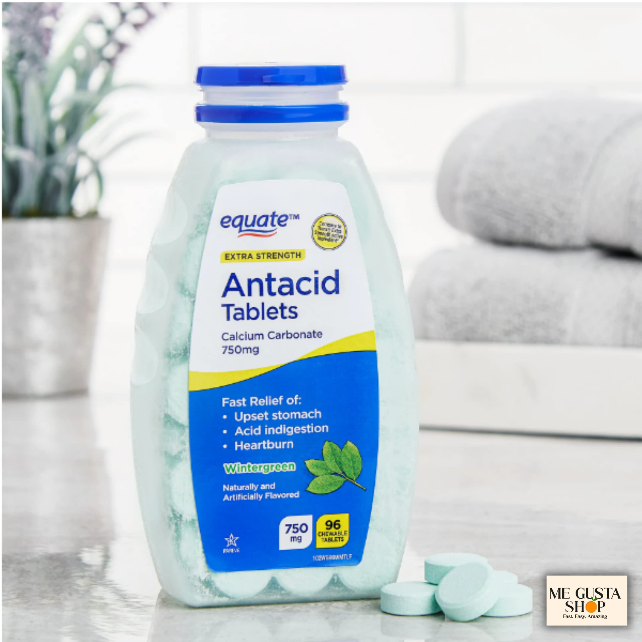 DDUYIE antiacide à mâcher Wintergreen, pack latéral, pratique en déplacement.