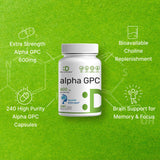 Boîte extérieure DEAL SUPPLEMENT Alpha GPC 600 mg – présentation pratique et lisible.
