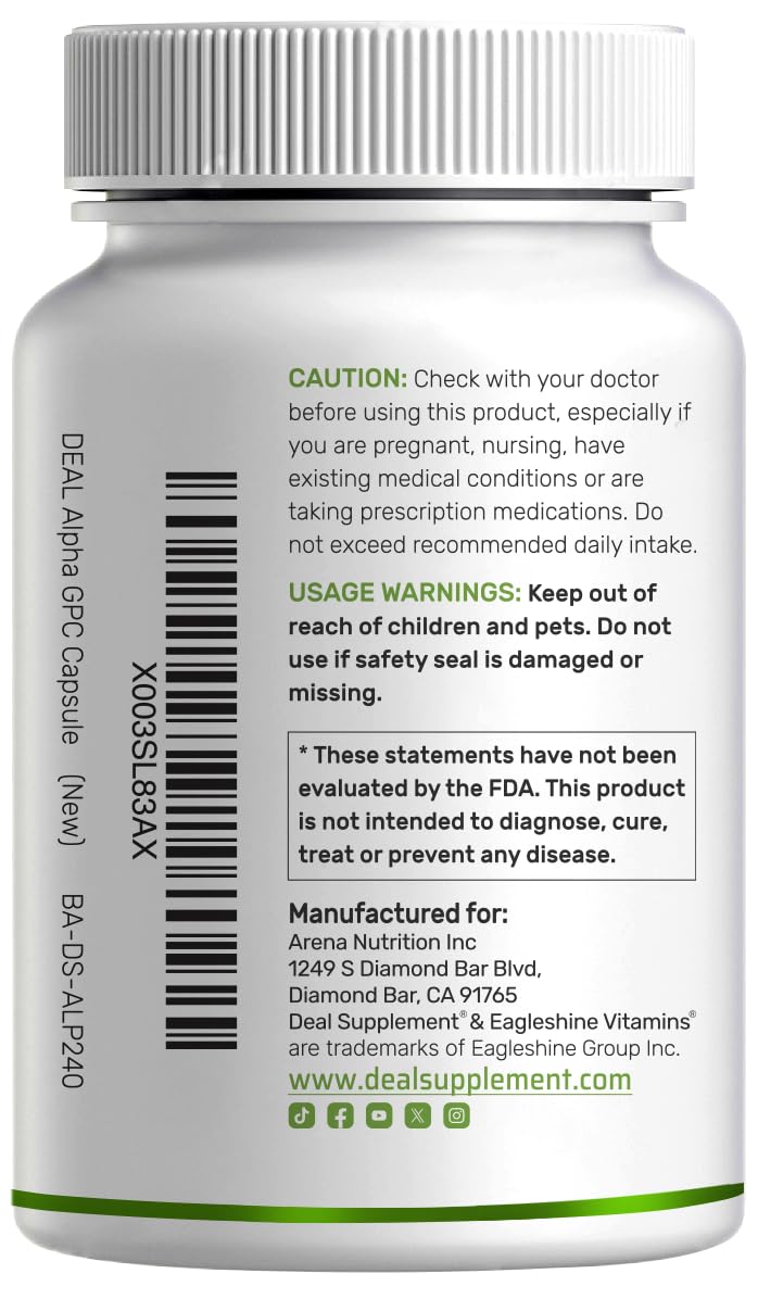 Notice utilisateur Alpha GPC 600 mg DEAL SUPPLEMENT – conseils d’utilisation simples et utiles.