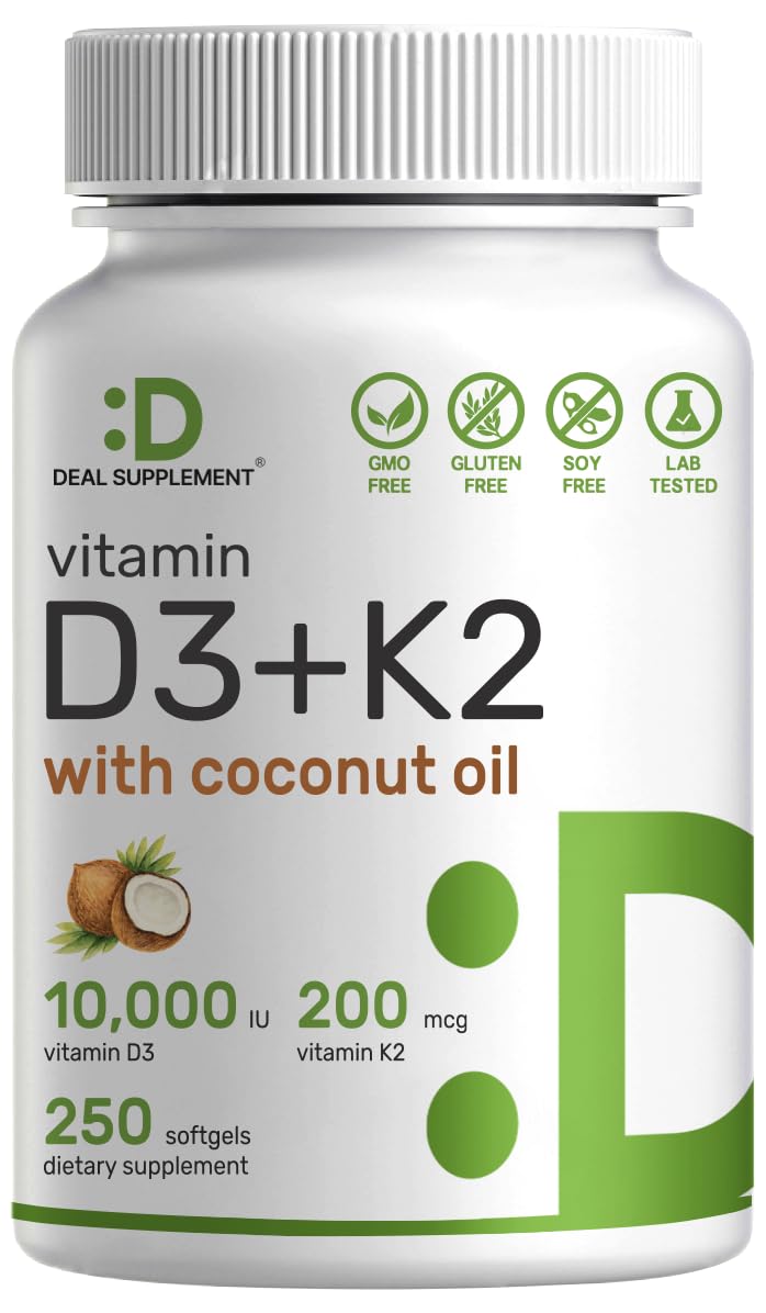 Bouteille DEAL SUPPLEMENT D3 et K2 MK7, gélules faciles à avaler