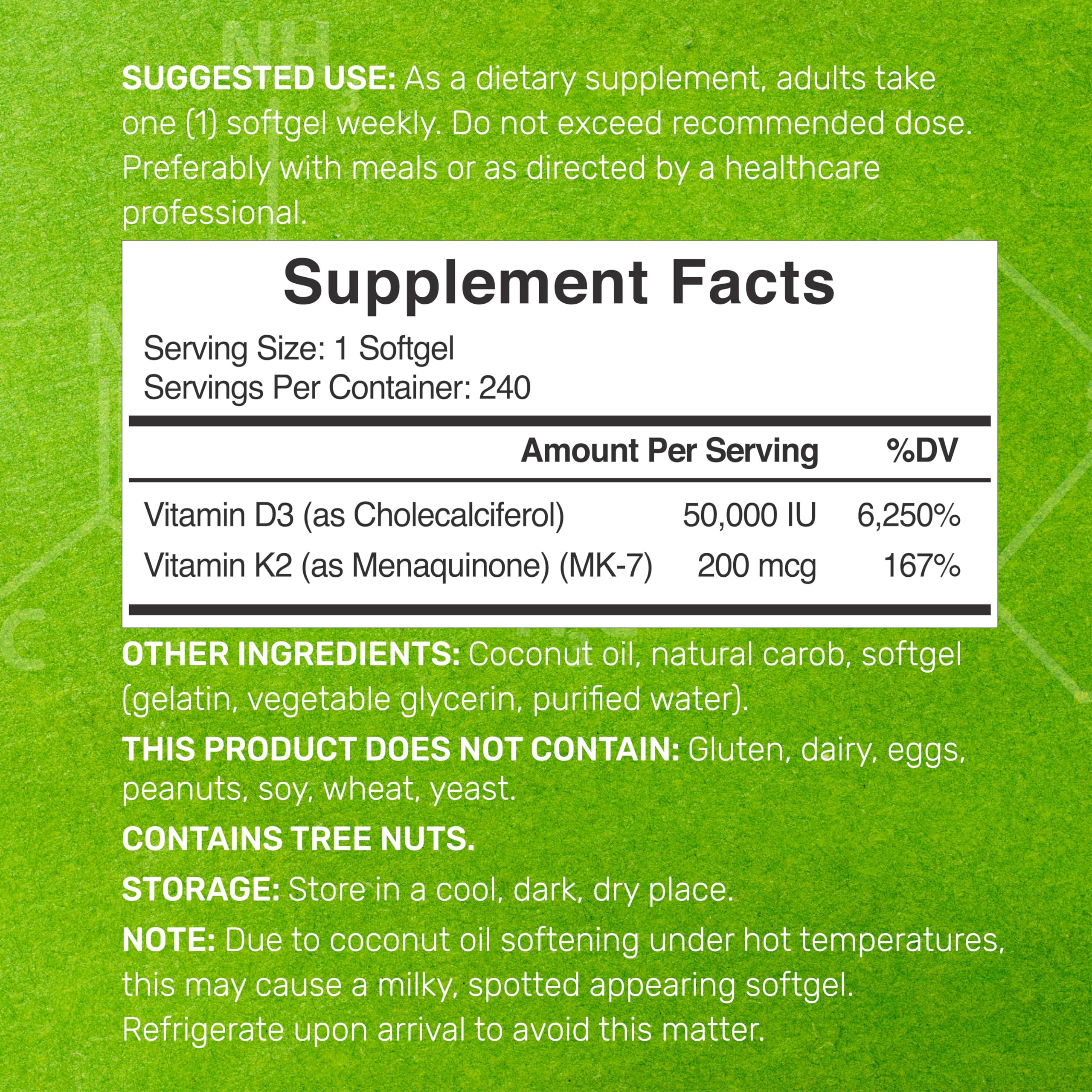DEAL SUPPLEMENT Capsules D3-K2 – Capsules faciles à avaler et usage hebdomadaire pratique.