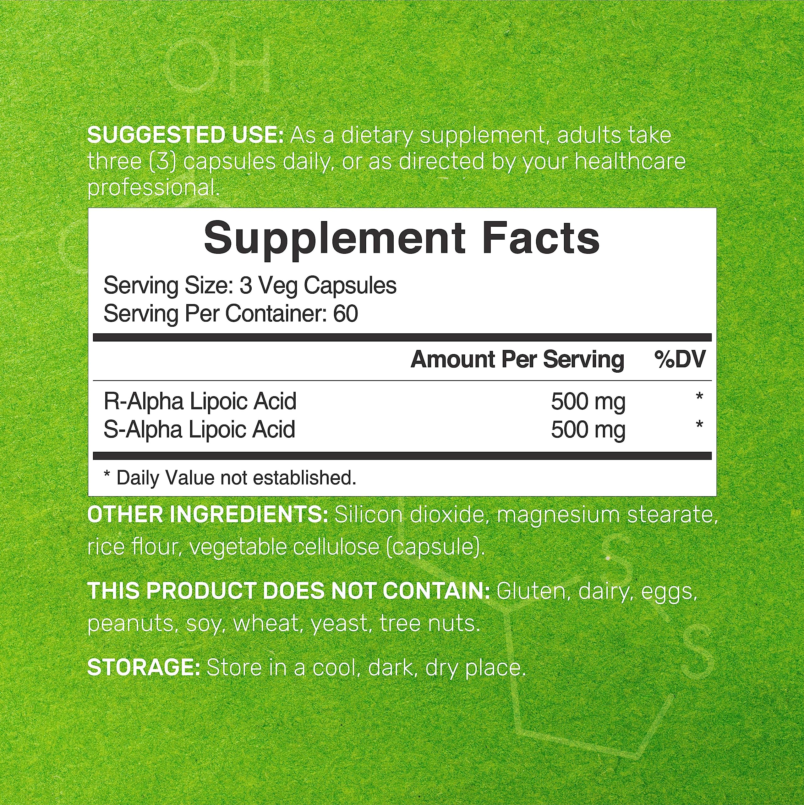 DEAL SUPPLEMENT Capsules végan Alpha-lipoïque, faciles à intégrer pour un soutien énergétique potentiel.