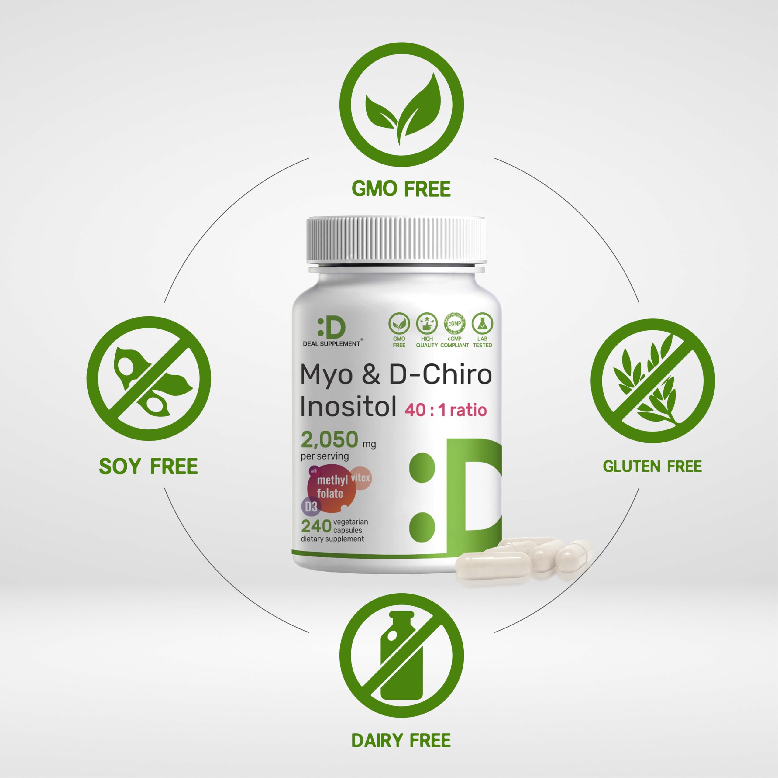 Deal Supplement étiquette – complexe 5 en 1 acide folique et vitamine D3.
