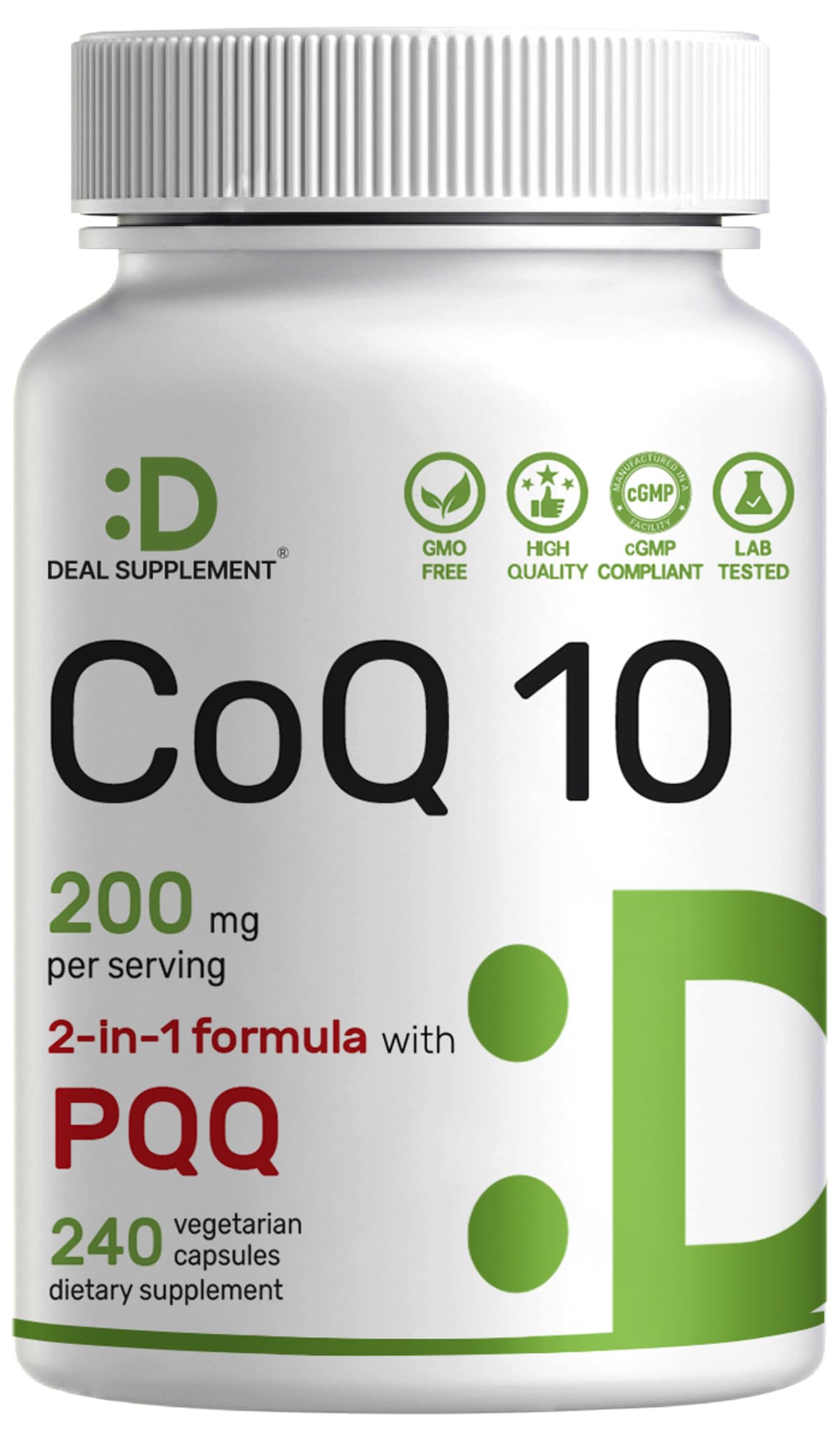 DEAL SUPPLEMENT CoQ10 avec PQQ — bouteille visible, soutien potentiel énergie et vitalité.